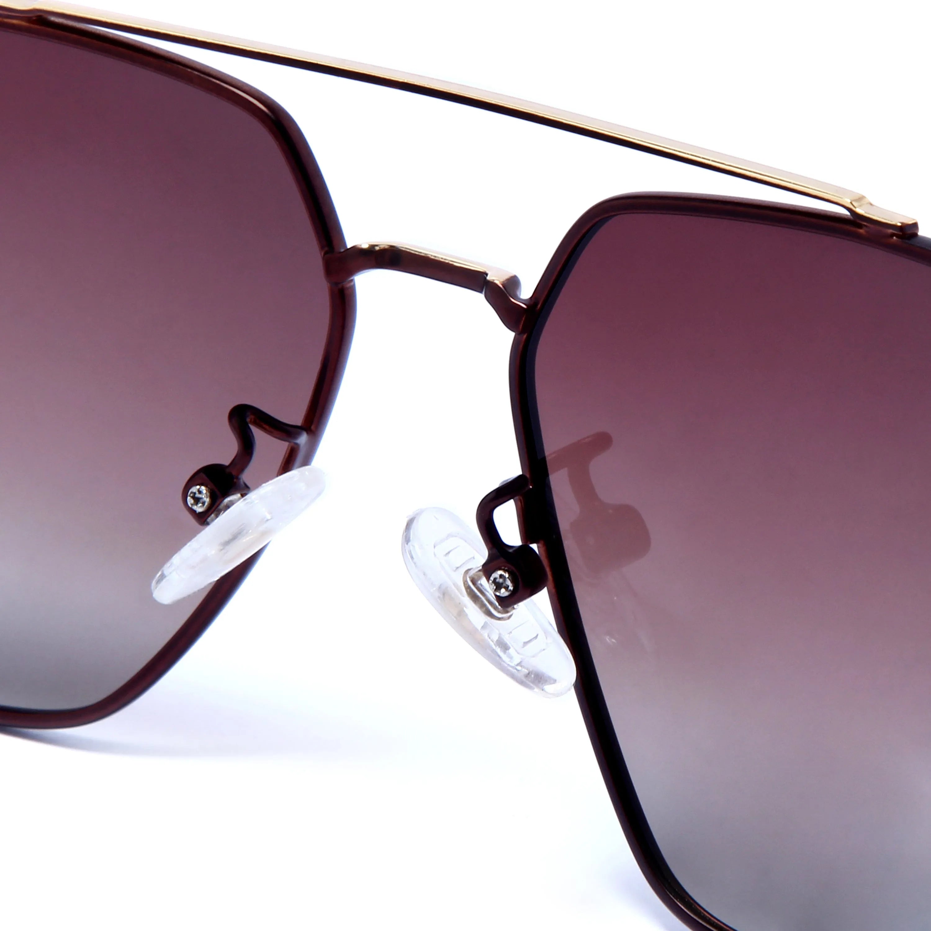 Kynra | Gradient Brown Large Full Rim Aviator Sunglasses for Men & Women [Polarized]