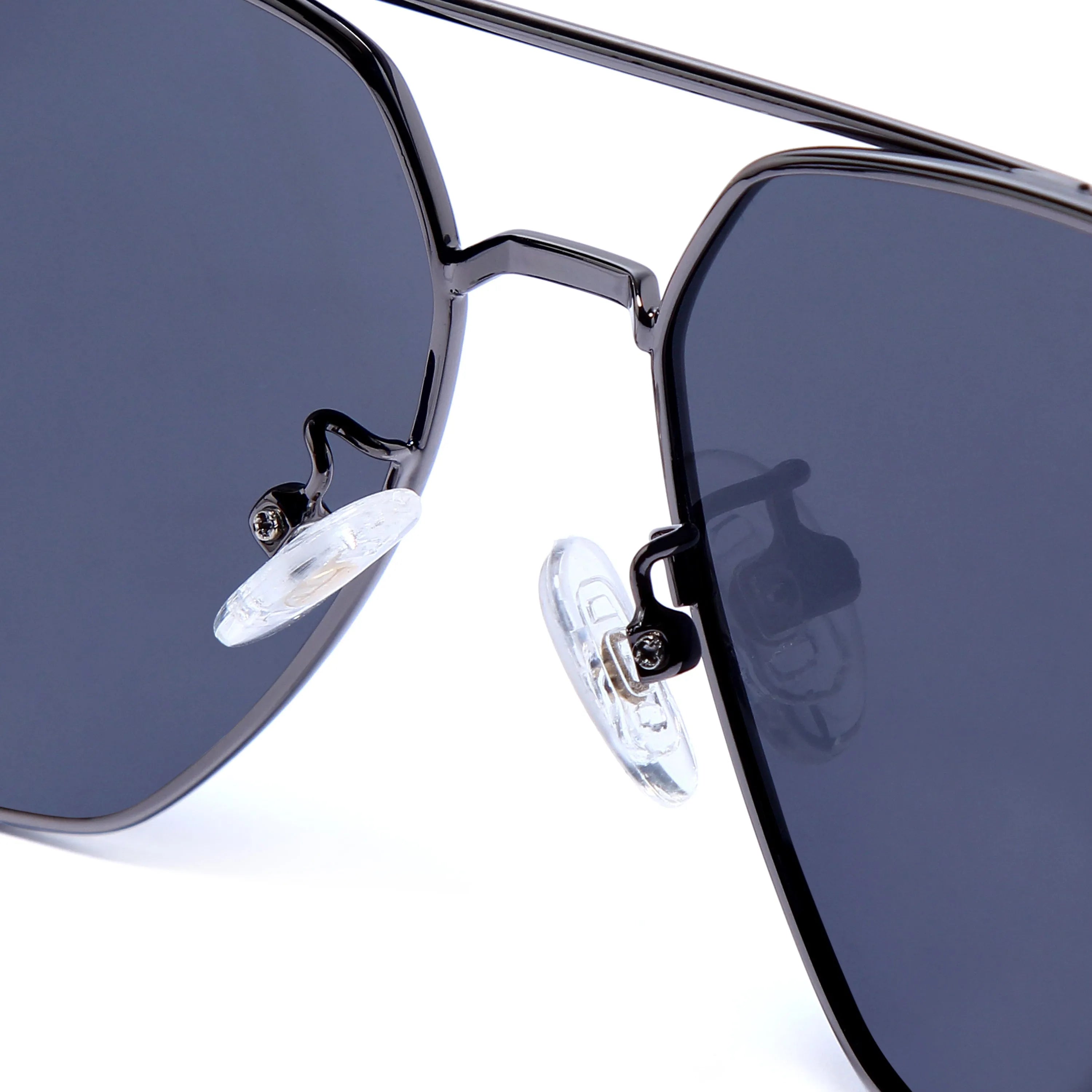 Lenis | Grey Large Full Rim Haxagonal Sunglasses for Men & Women [Polarized]