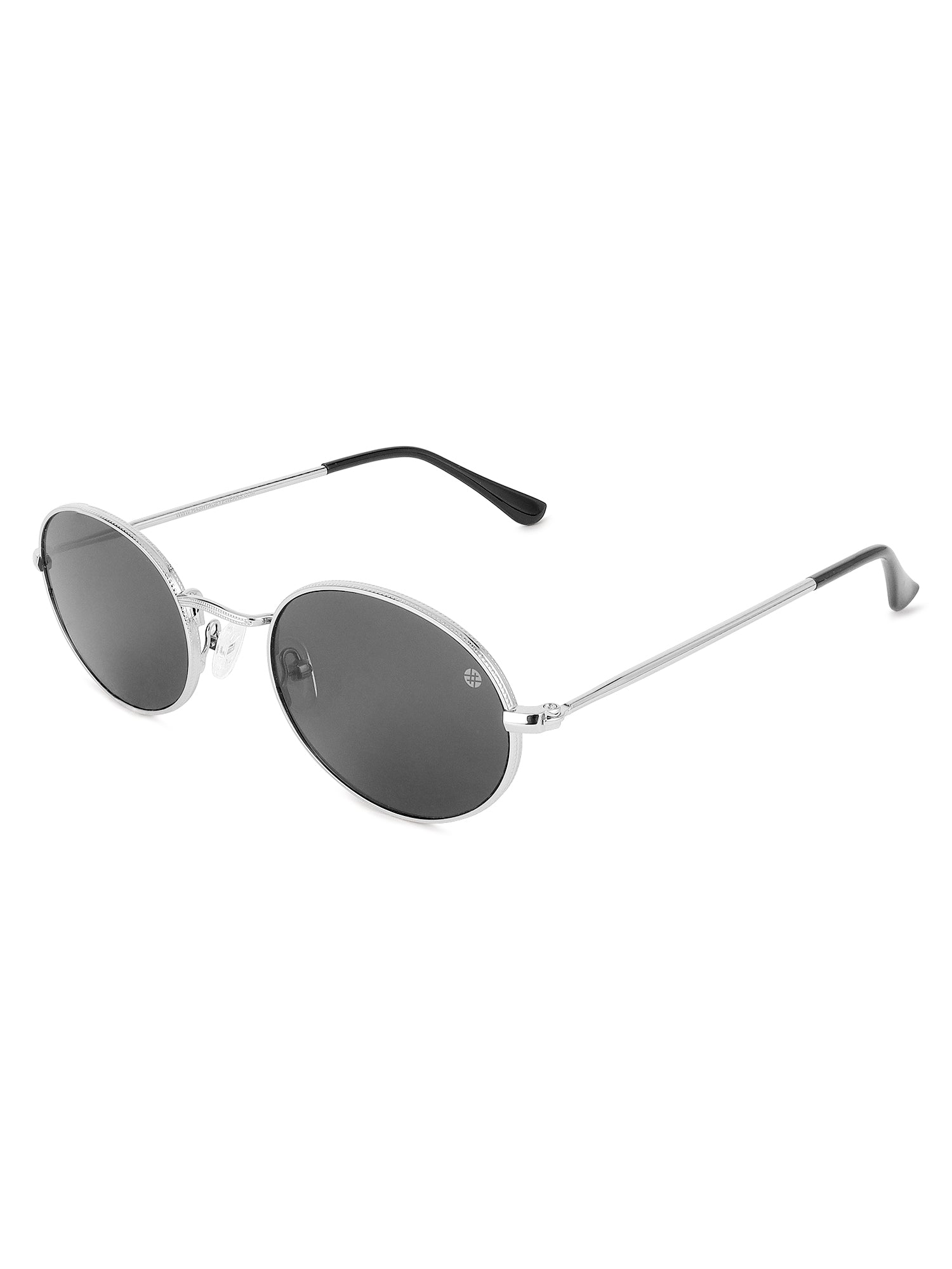 Nimbra | Silver Small Full Rim Oval Sunglasses for Women [UV-protected]