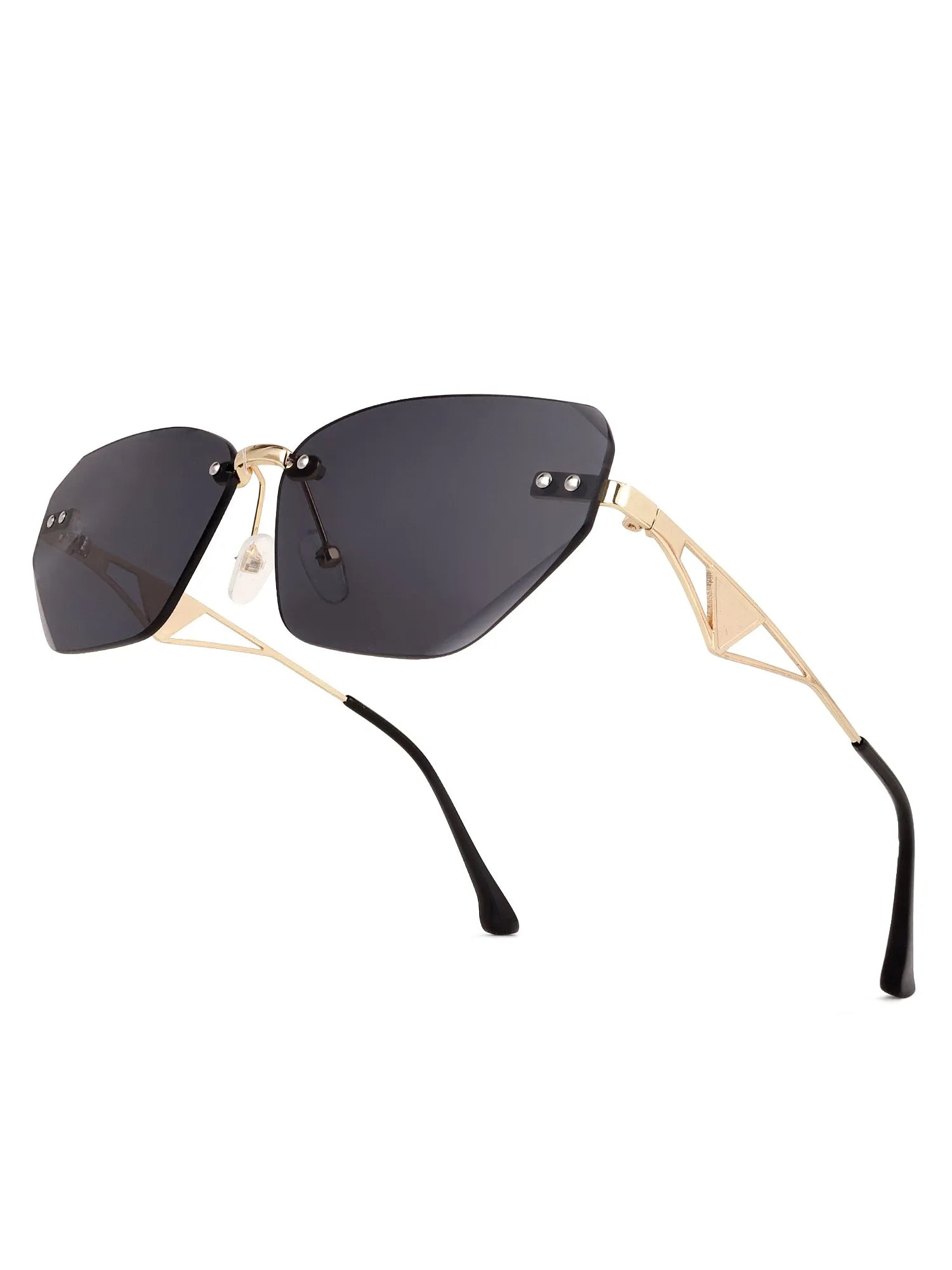 Rorion | BLK Medium Rim Less Rectangle Sunglasses for Men & Women [UV-protected]