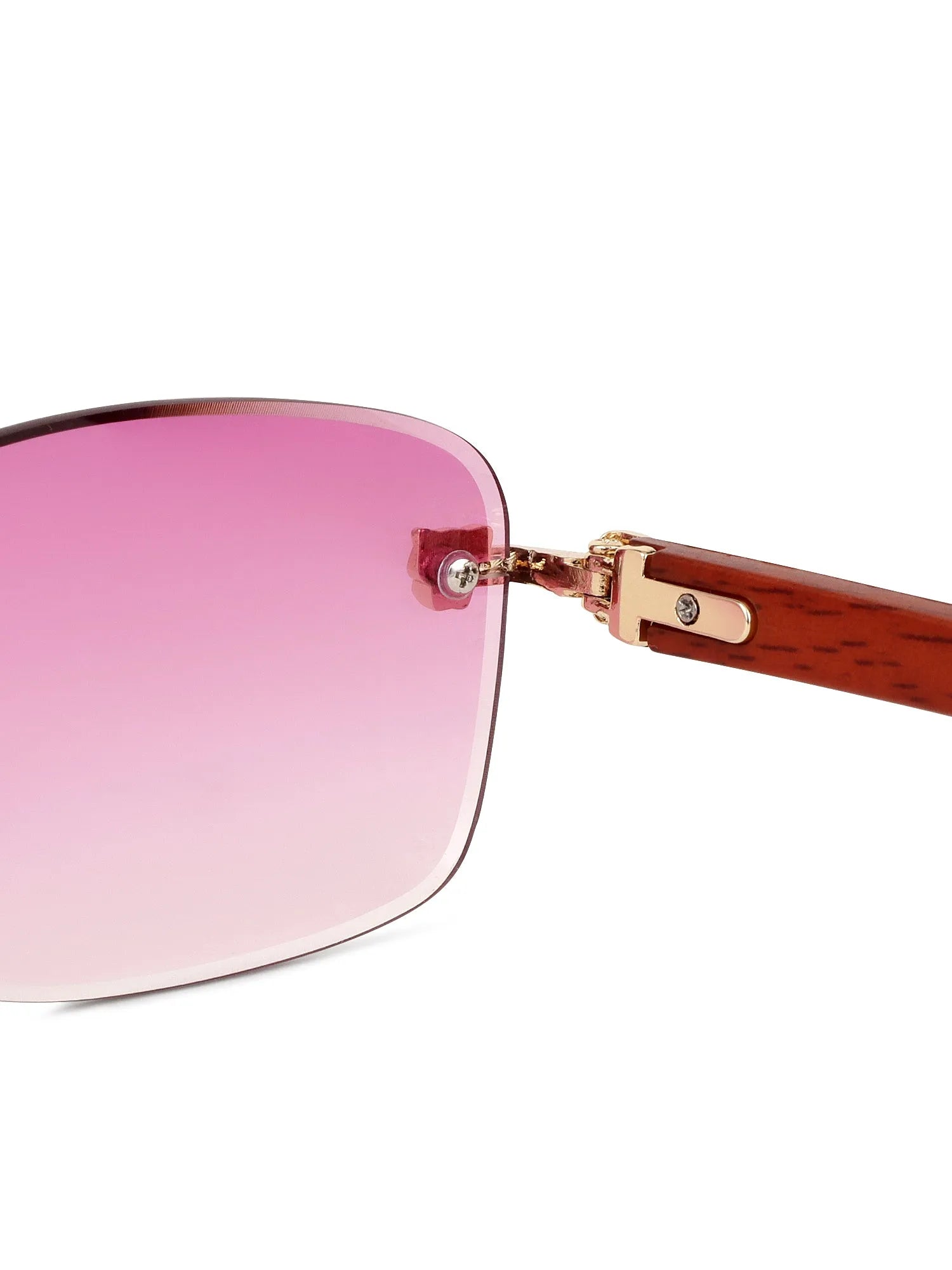 Stralor | Gradient Pink Medium Rim Less Rectangle Sunglasses for Men & Women [UV-protected]