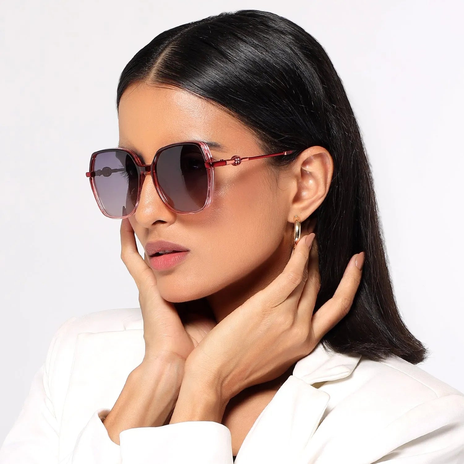Noxara | Gradient Red Large Full Rim Square Sunglasses for Women [Polarized]