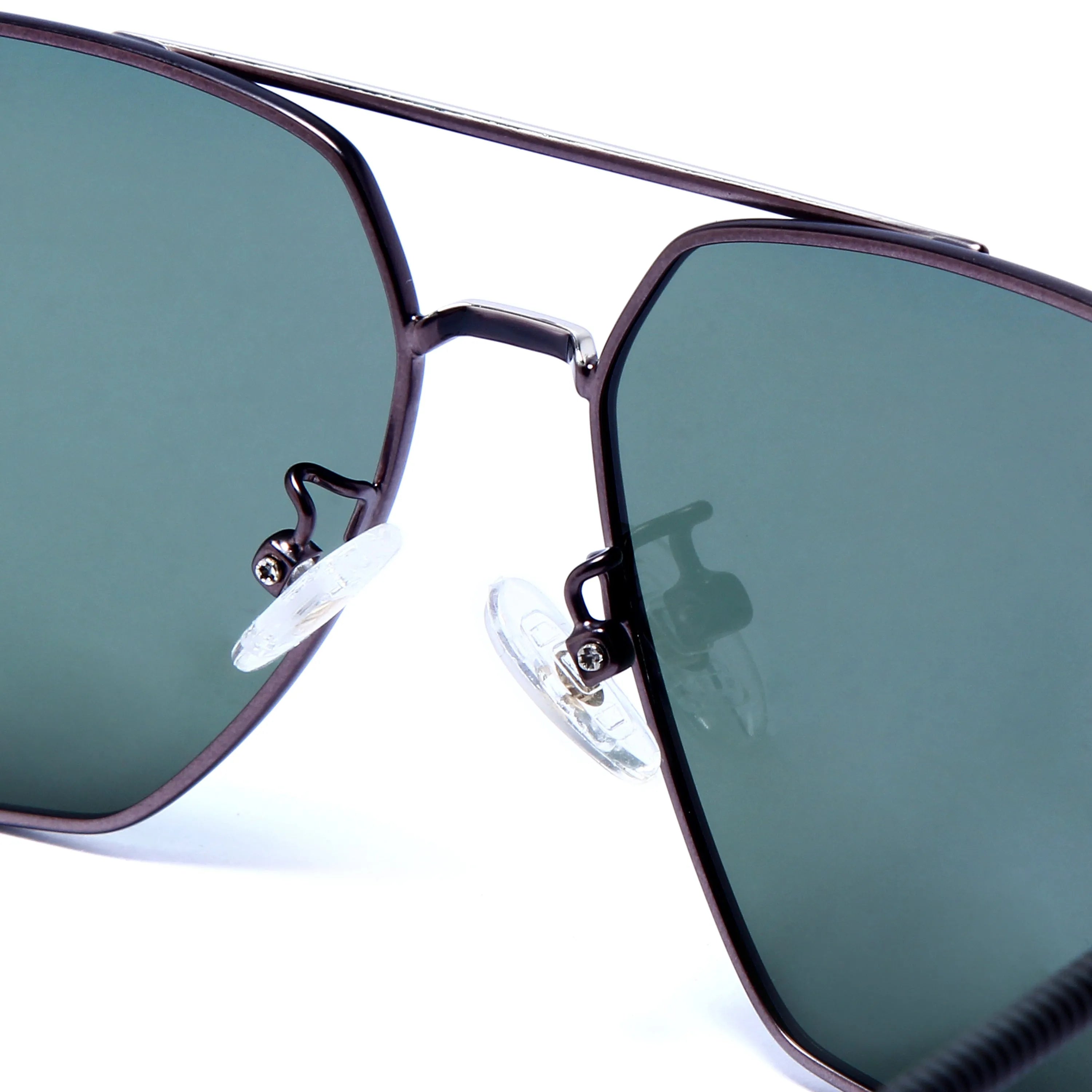 Lenis | Green Large Full Rim Haxagonal Sunglasses for Men & Women [Polarized]