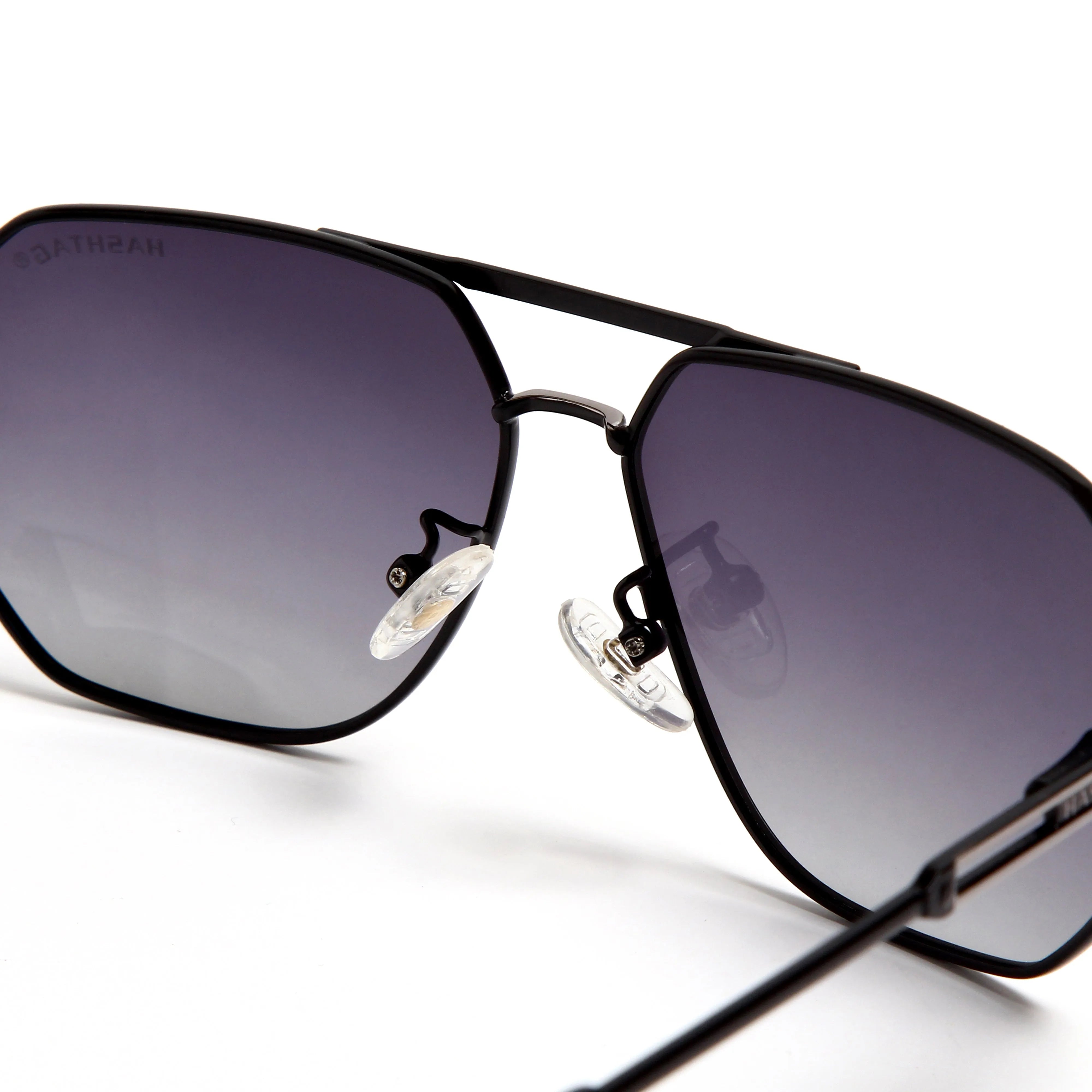 Sion | Gradient Black Medium Full Rim Haxagonal Sunglasses for Men & Women [Polarized]