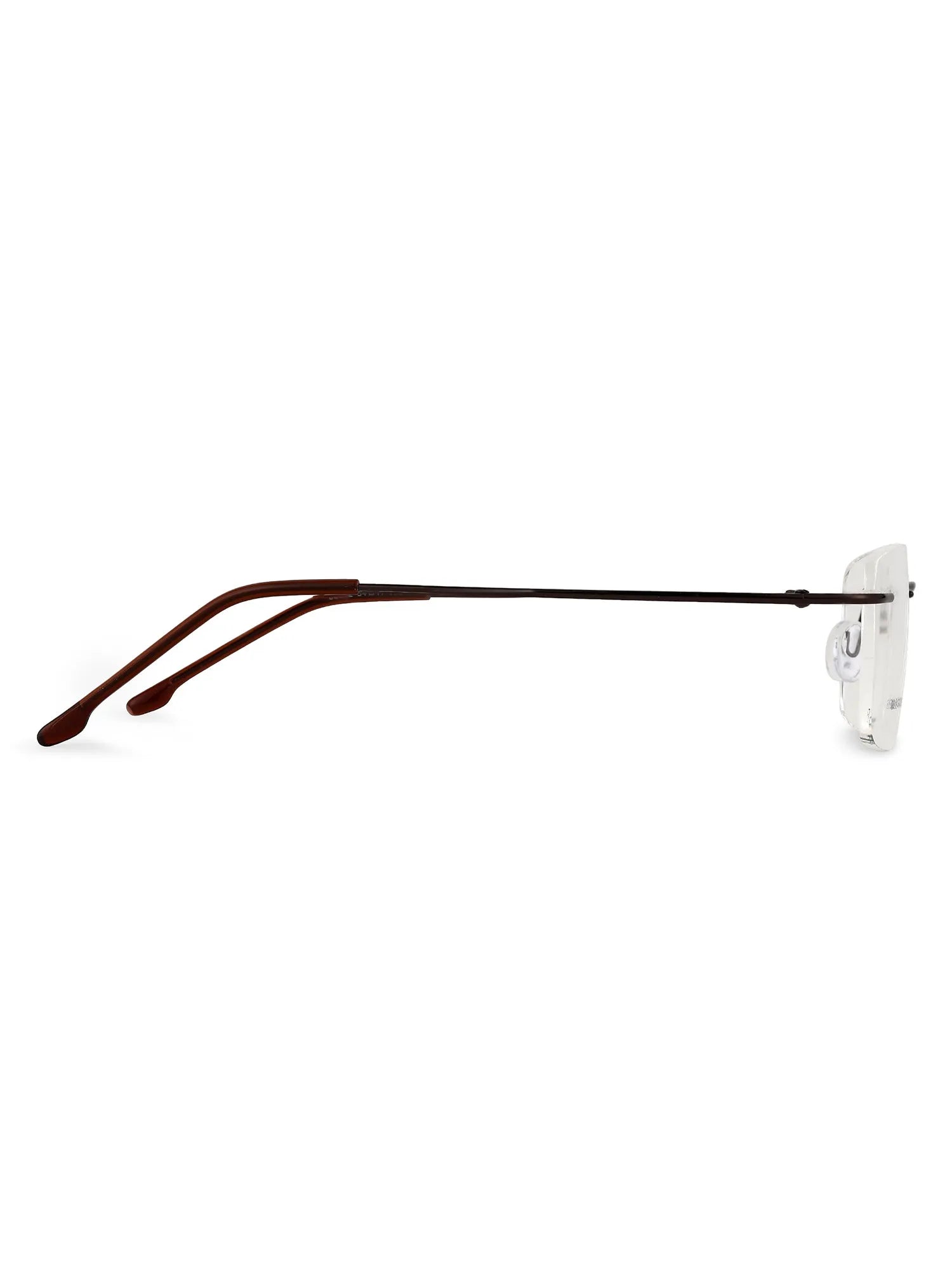 Thin Line | Brown Medium Rim Less Rectangle Eyeglasses for Unisex [Demo Lens]