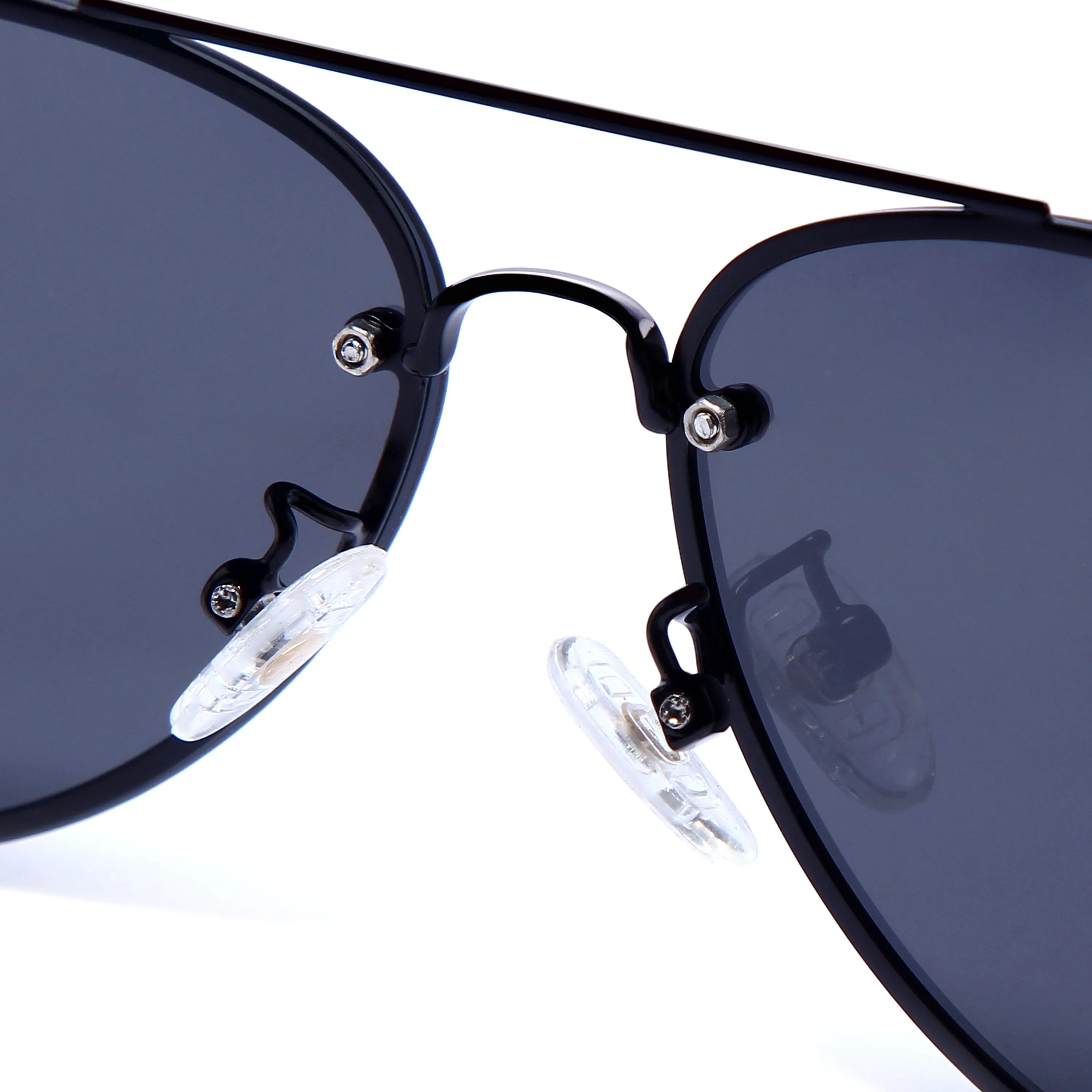 Nuvia | Silver & Black Medium Full Rim Aviator Sunglasses for Men & Women [Polarized]