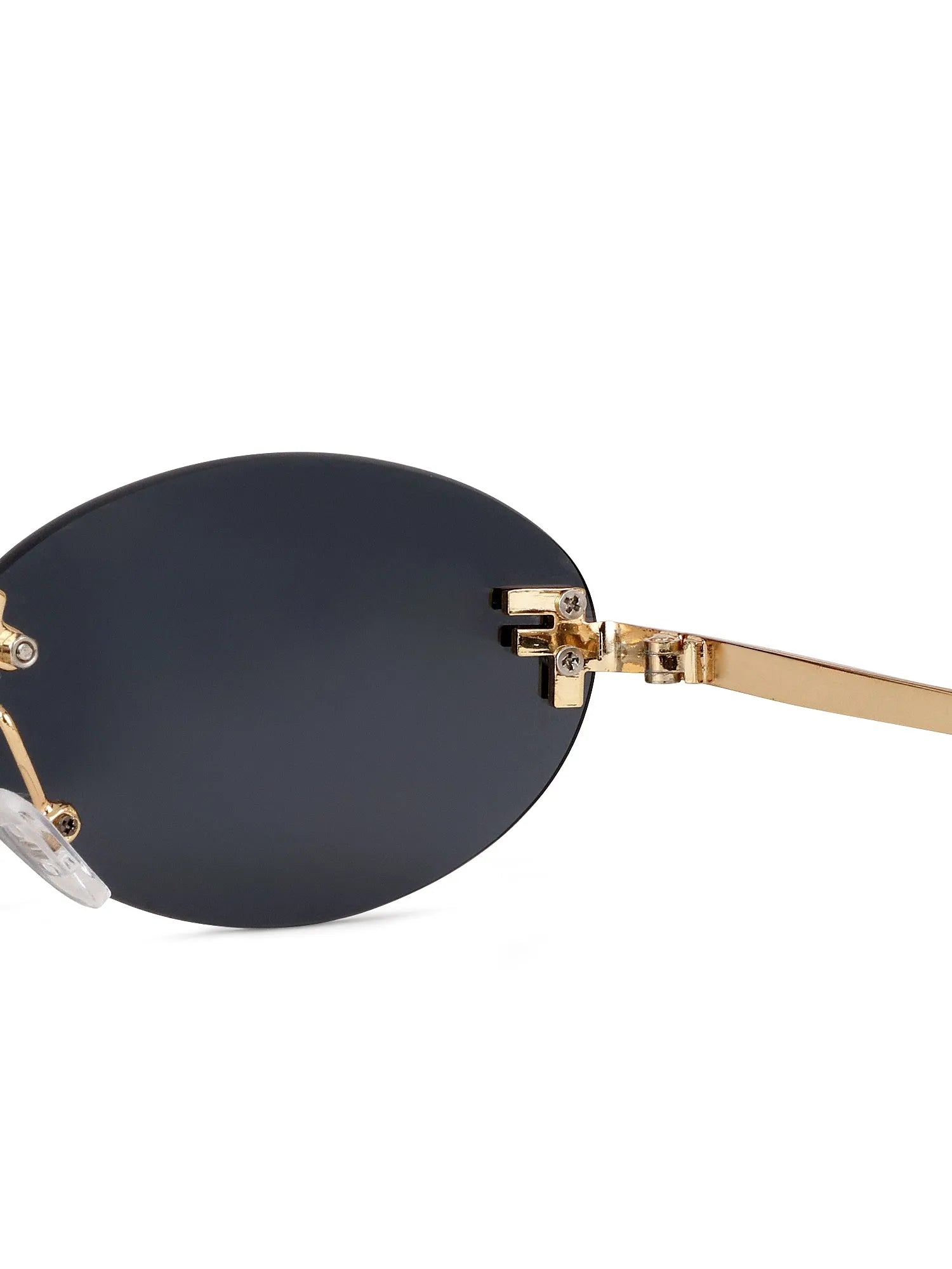 Quasar | Grey Small Rim Less Oval Sunglasses for Women [UV-protected]