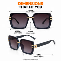 Valoria | Blue Large Full Rim Square Sunglasses for Women [UV-protected]