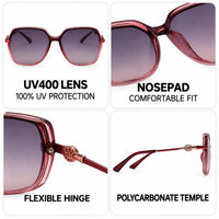 Noxara | Gradient Red Large Full Rim Square Sunglasses for Women [Polarized]