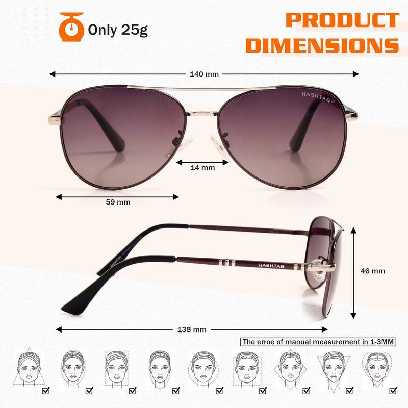 Tessera Gradient Brown Medium Full Rim Aviator Sunglasses for Men & Women — Hashtag Eyewears