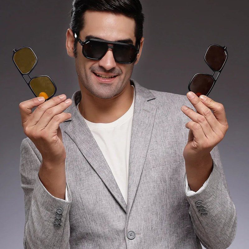 Phoenix Black Medium Full Rim Square Clip-on for Men & Women — Hashtag Eyewears