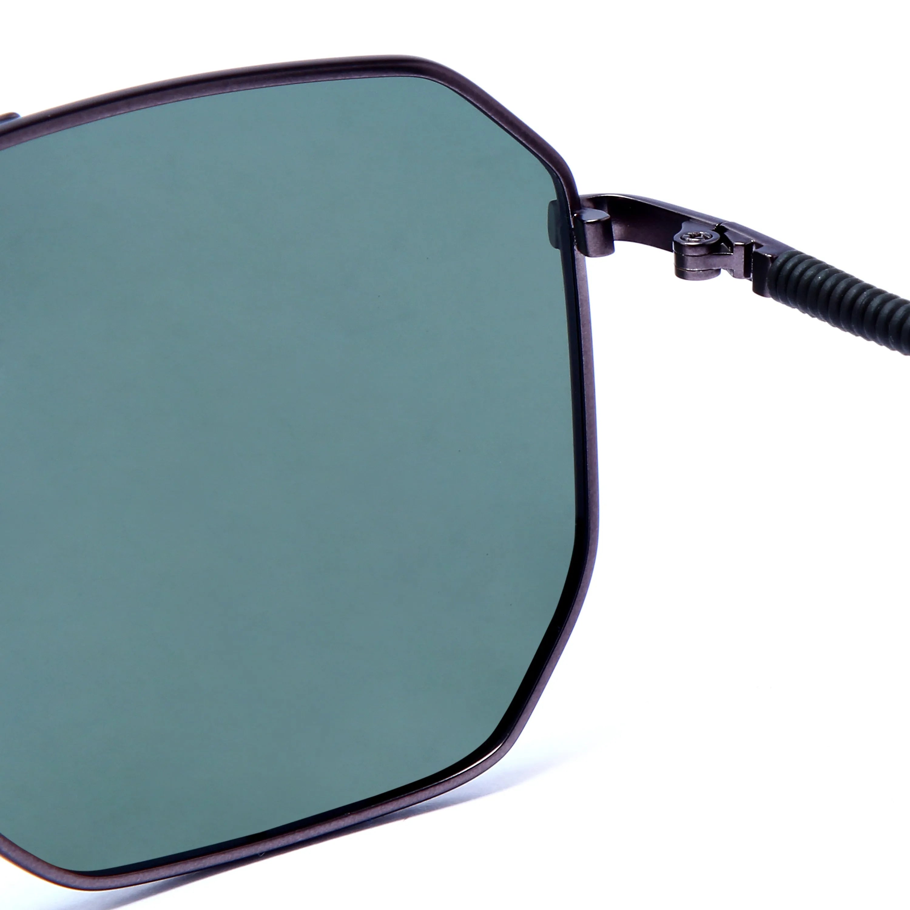 Lenis | Green Large Full Rim Haxagonal Sunglasses for Men & Women [Polarized]