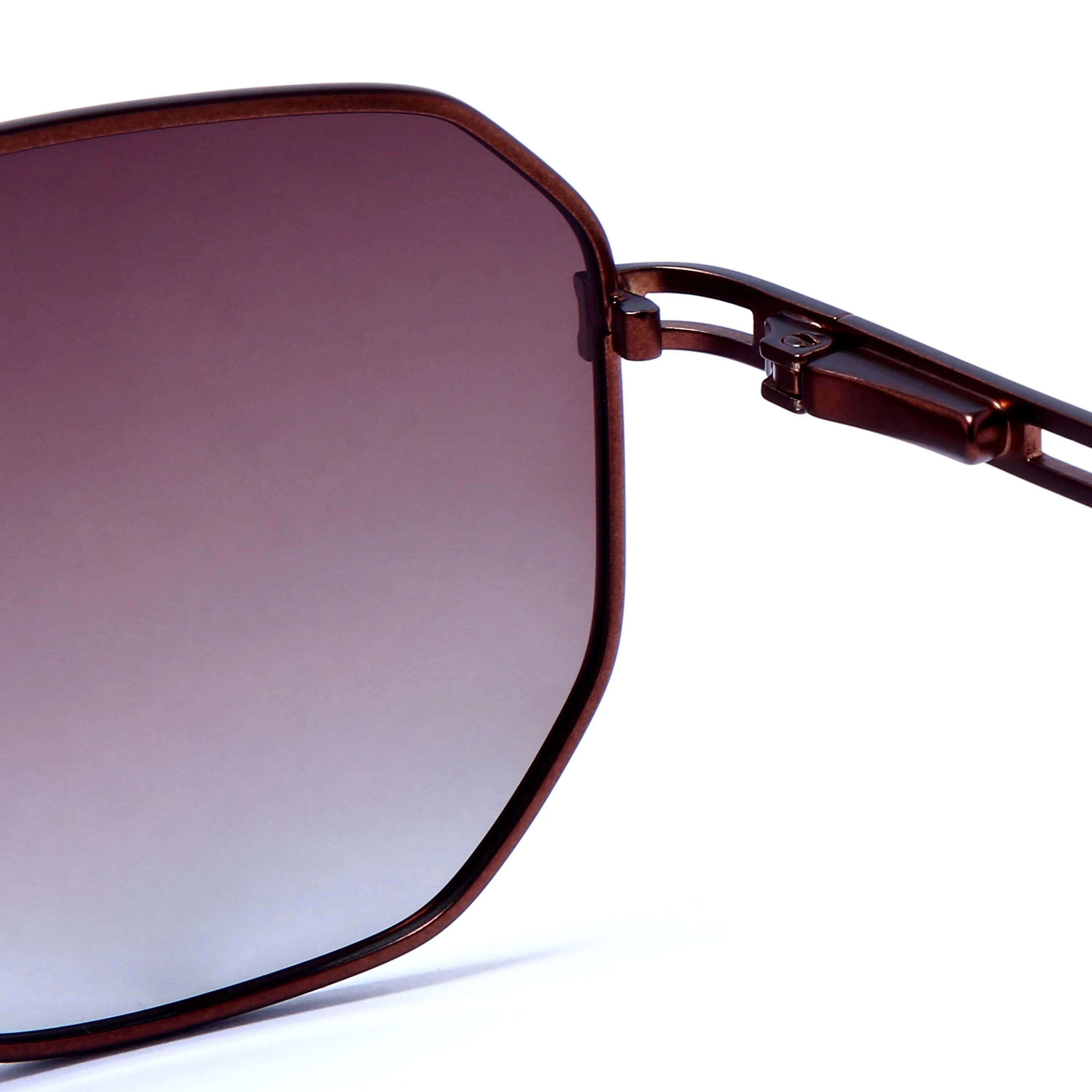 Sion | Golden & Brown Large Full Rim Hexagonal Sunglasses for Men & Women [Polarized]