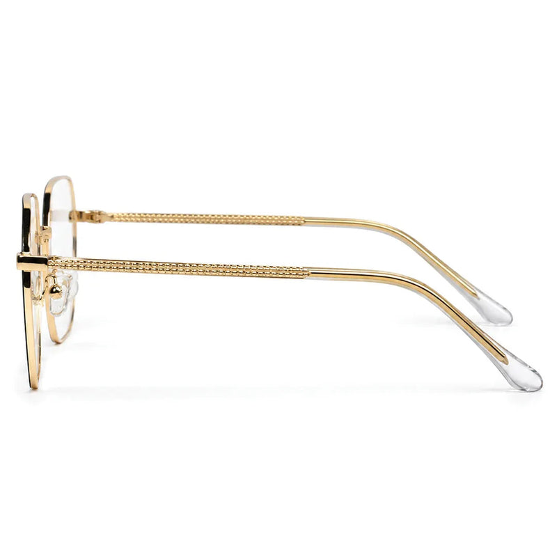 Zenith | Gold and Black Medium Full Rim Hexagonal Clip-on for Men & Women [Clip-on]