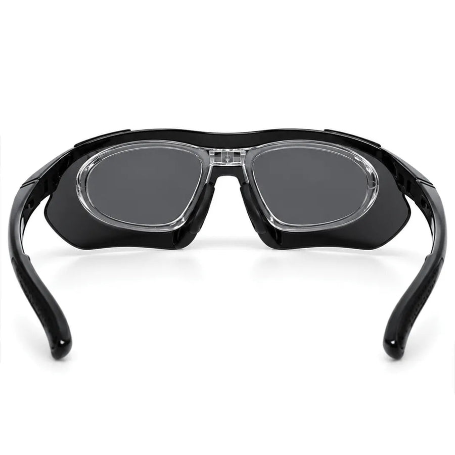 Valkor | Black Free Size Half Rim Shield Sports Sunglasses for Men & Women Changeable Lens[Polarized]
