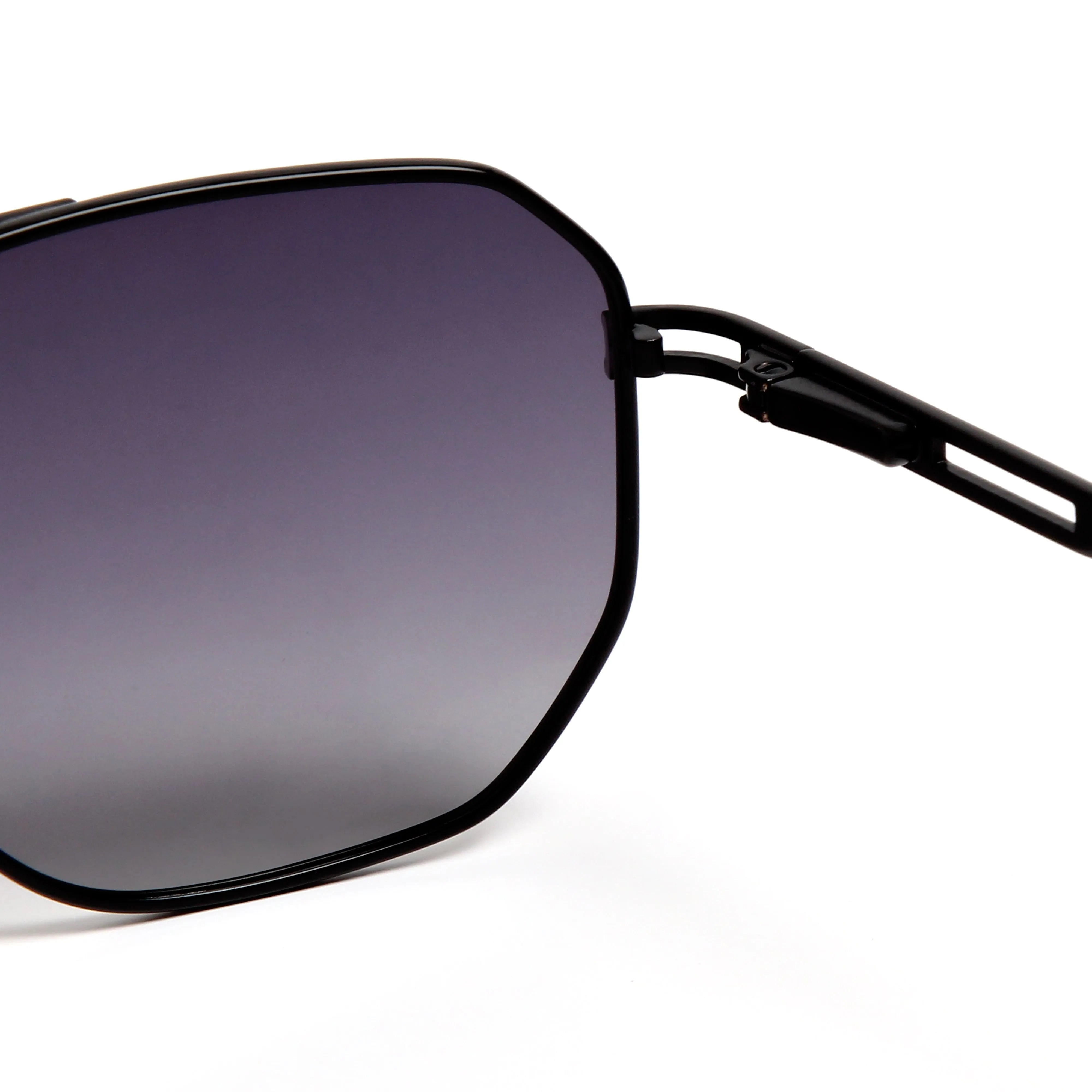 Sion | Gradient Black Medium Full Rim Haxagonal Sunglasses for Men & Women [Polarized]