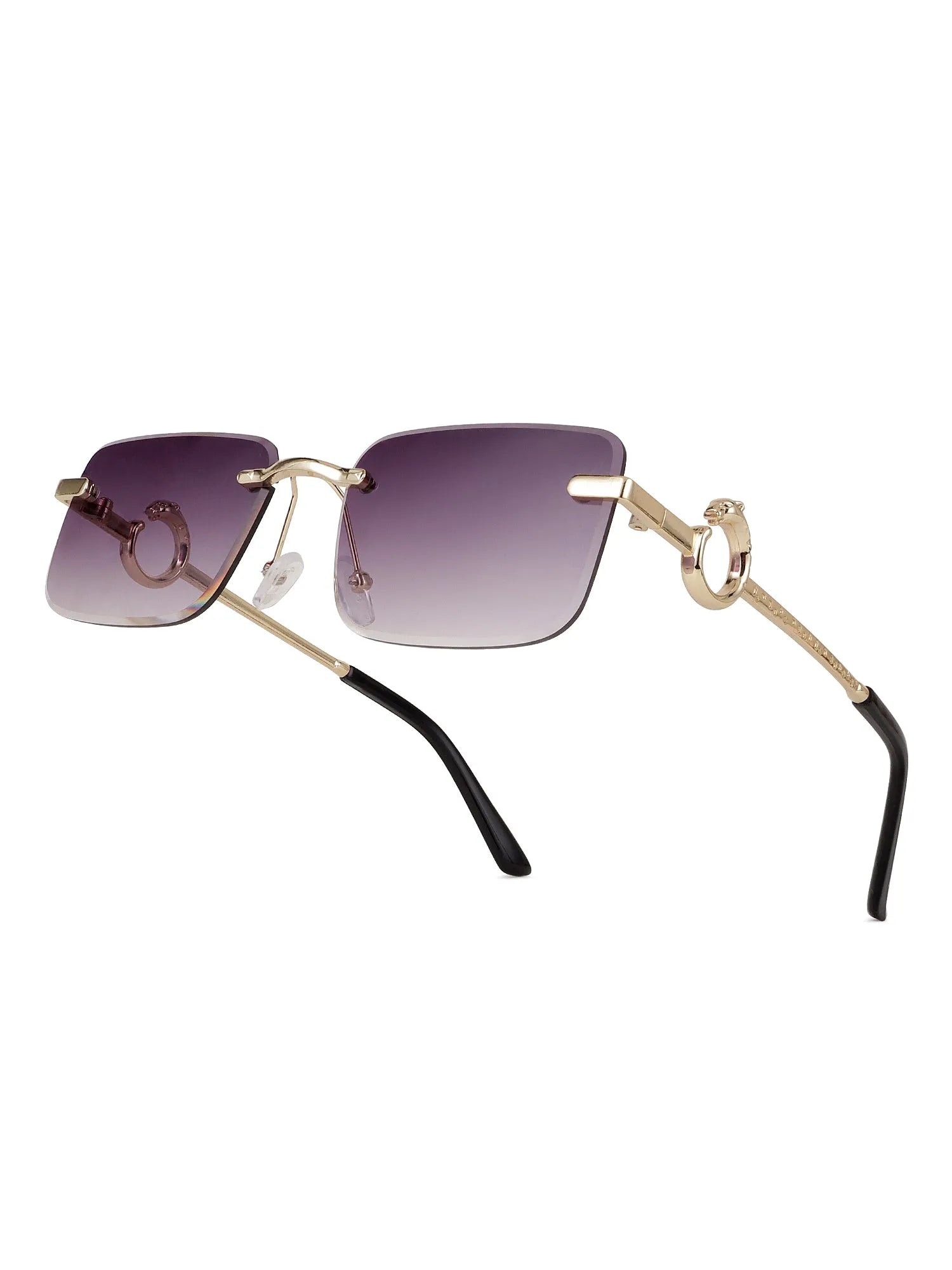Phantoria | Gradient Purple Small Rim Less Rectangle Sunglasses for Men & Women [UV-protected]
