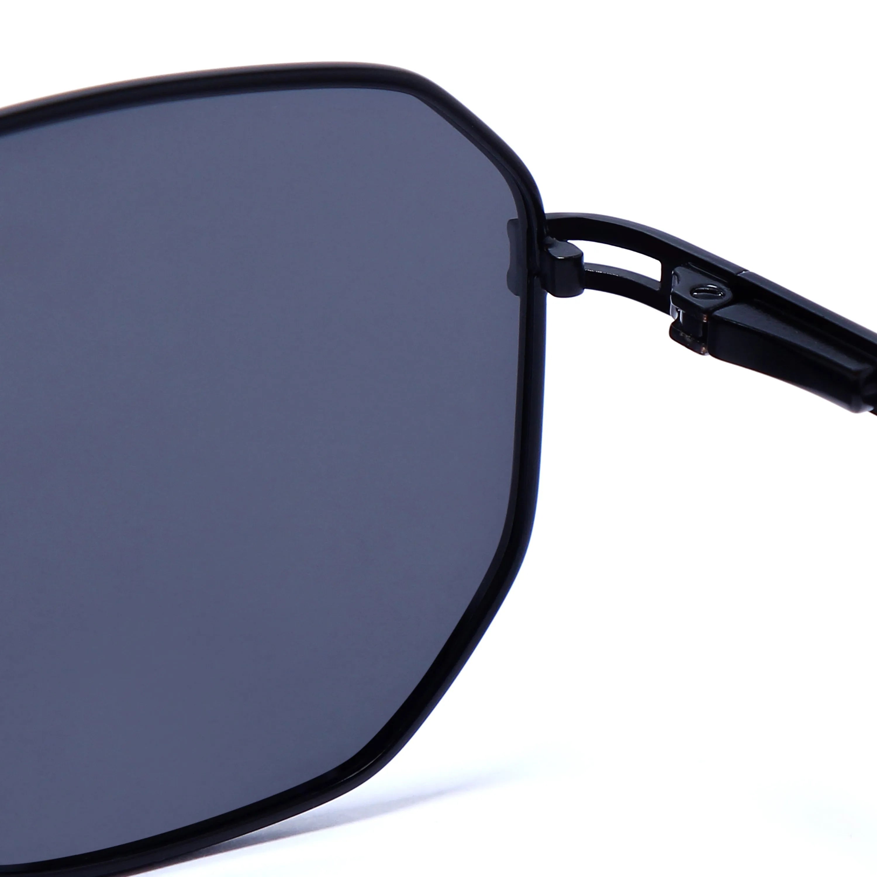 Sion | Grey Medium Full Rim Haxagonal Sunglasses for Men & Women [Polarized]