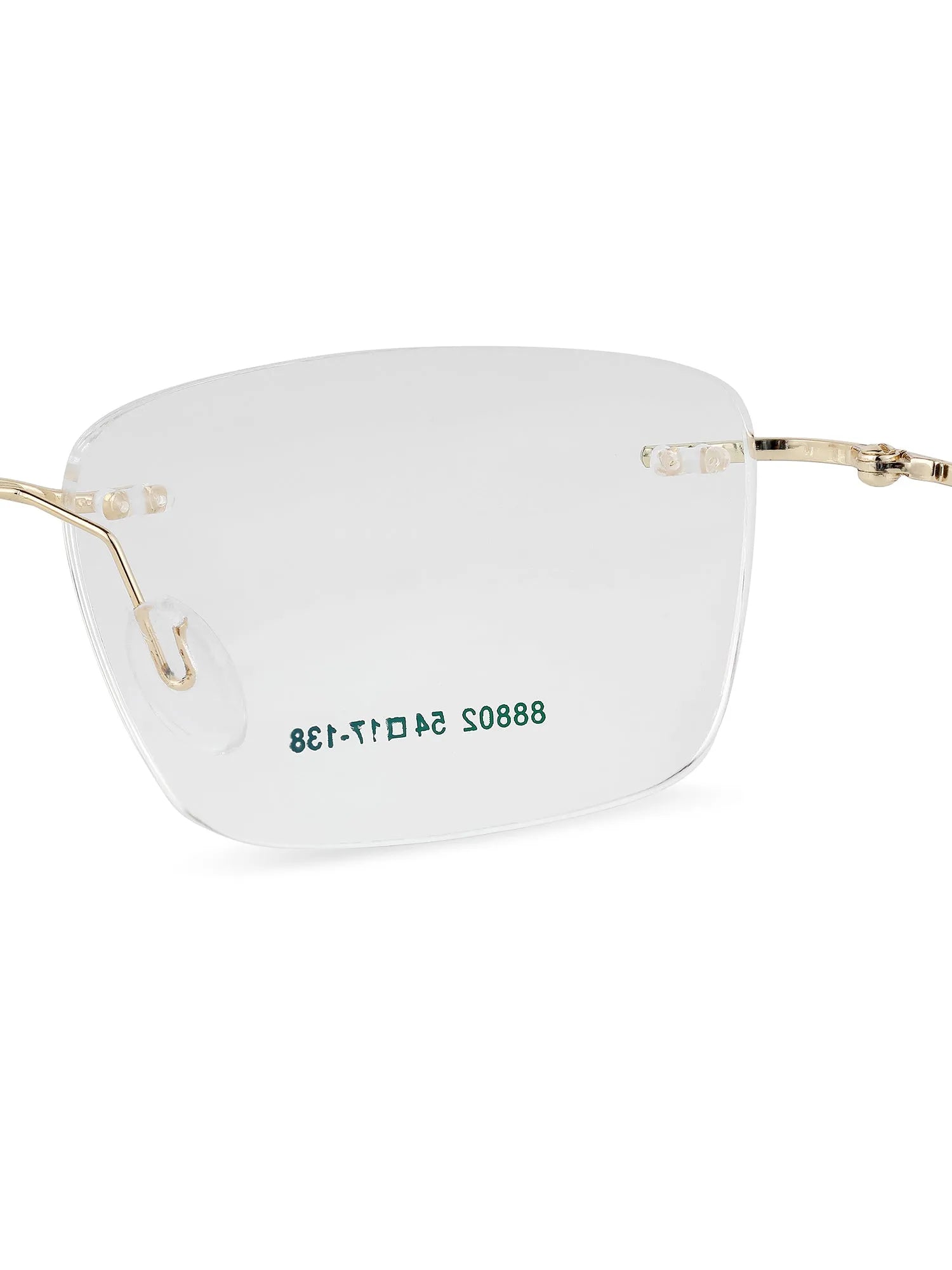 Thin Line | Gold Medium Rim Less Rectangle Eyeglasses for Unisex [Demo Lens]