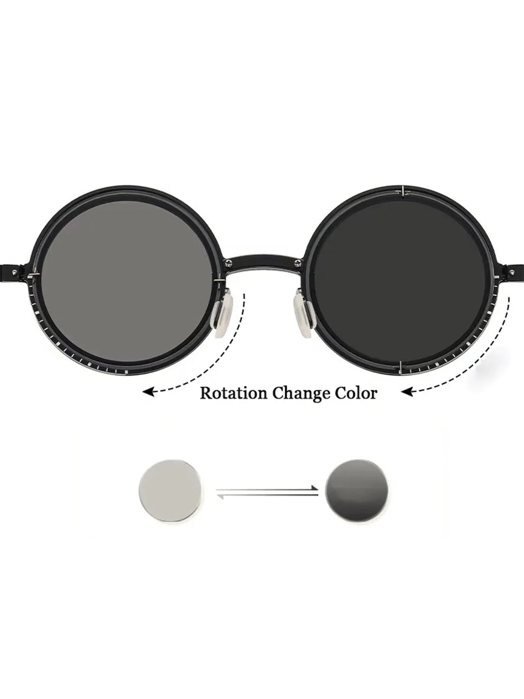 Tint | Grey Medium Full Rim Round Sunglasses for Men & Women [Tint Adjustable]
