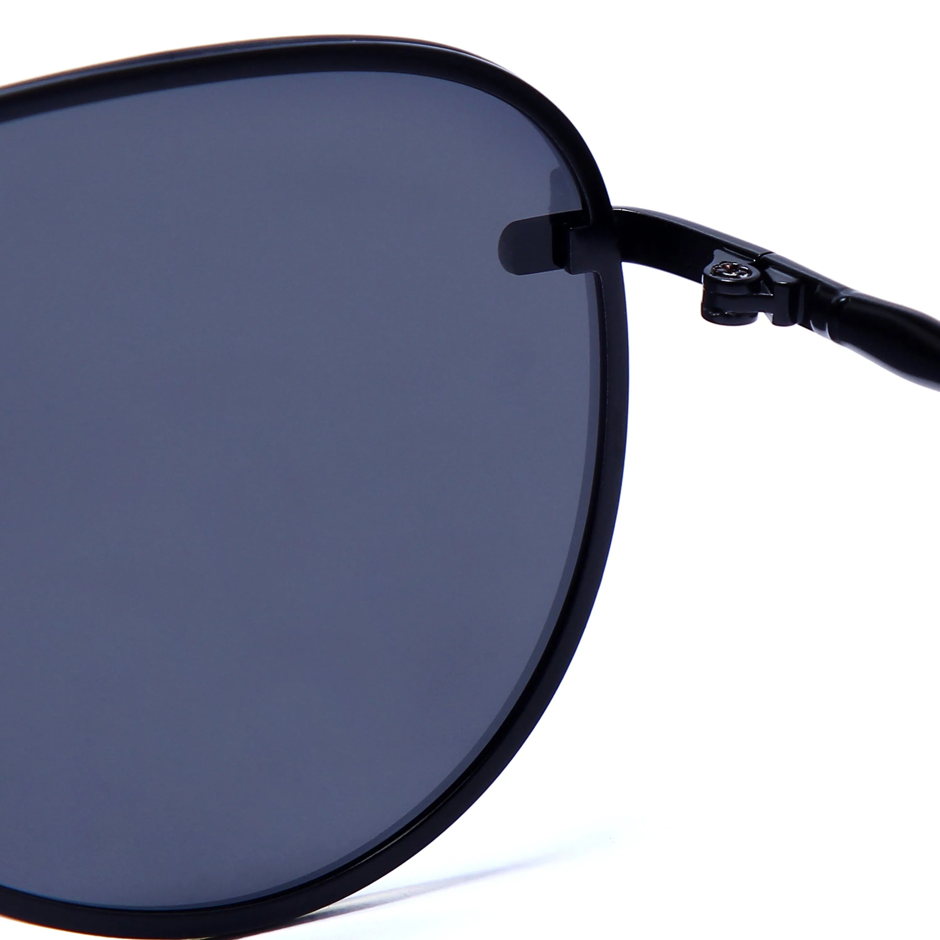 Nuvia | Silver & Black Medium Full Rim Aviator Sunglasses for Men & Women [Polarized]