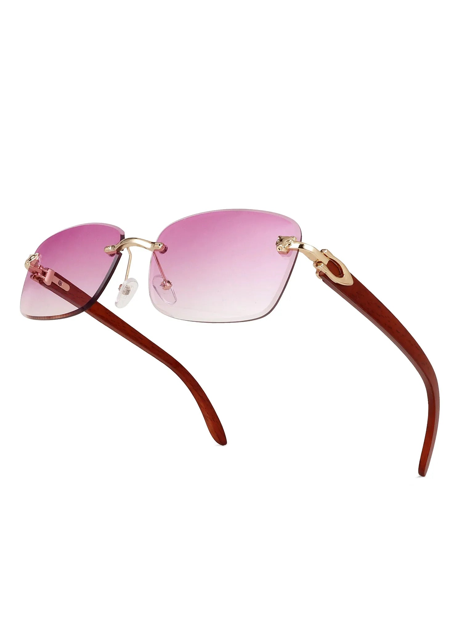 Stralor | Gradient Pink Medium Rim Less Rectangle Sunglasses for Men & Women [UV-protected]
