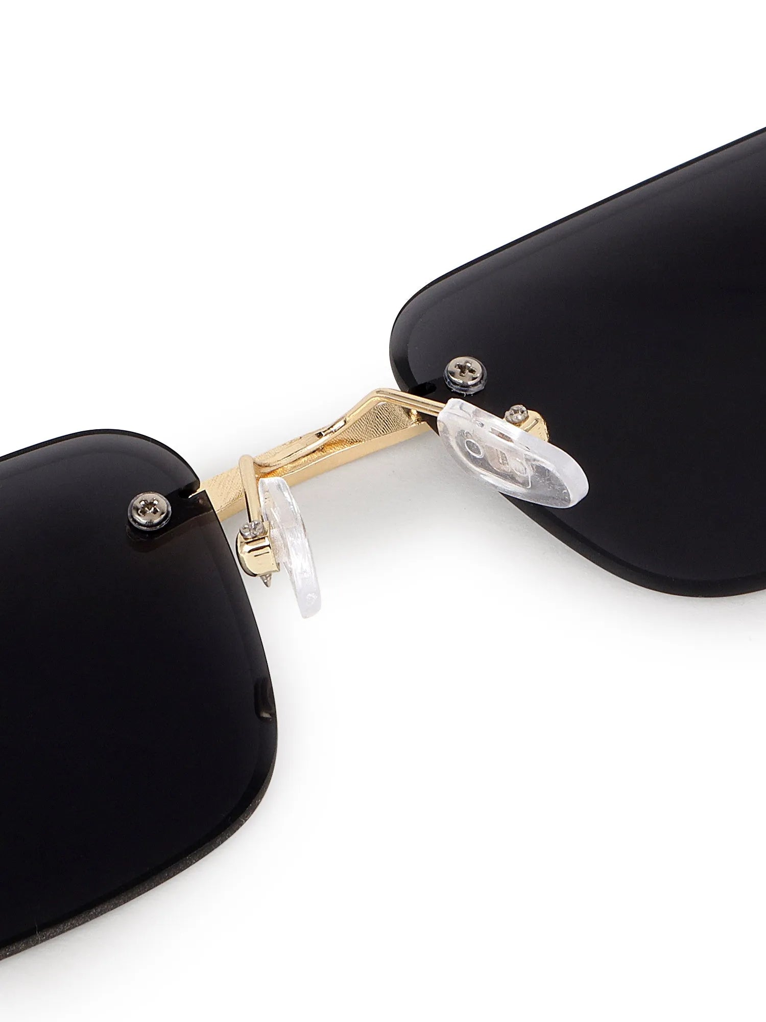 Phantoria | Black Small Rim Less Rectangle Sunglasses for Men & Women [UV-protected]