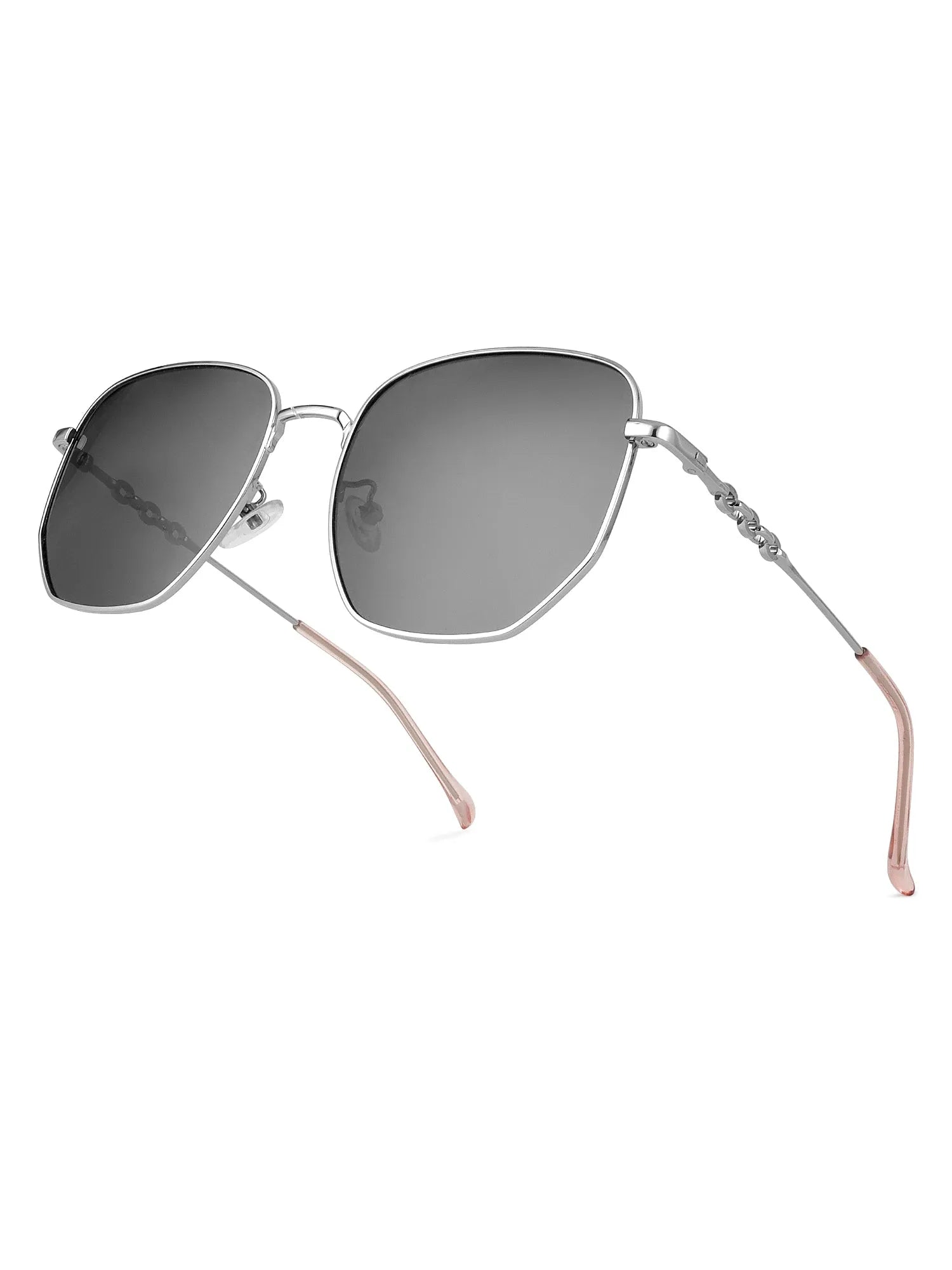 Solarion | Silver Large Full Rim Square Sunglasses for Men & Women [Polarized]