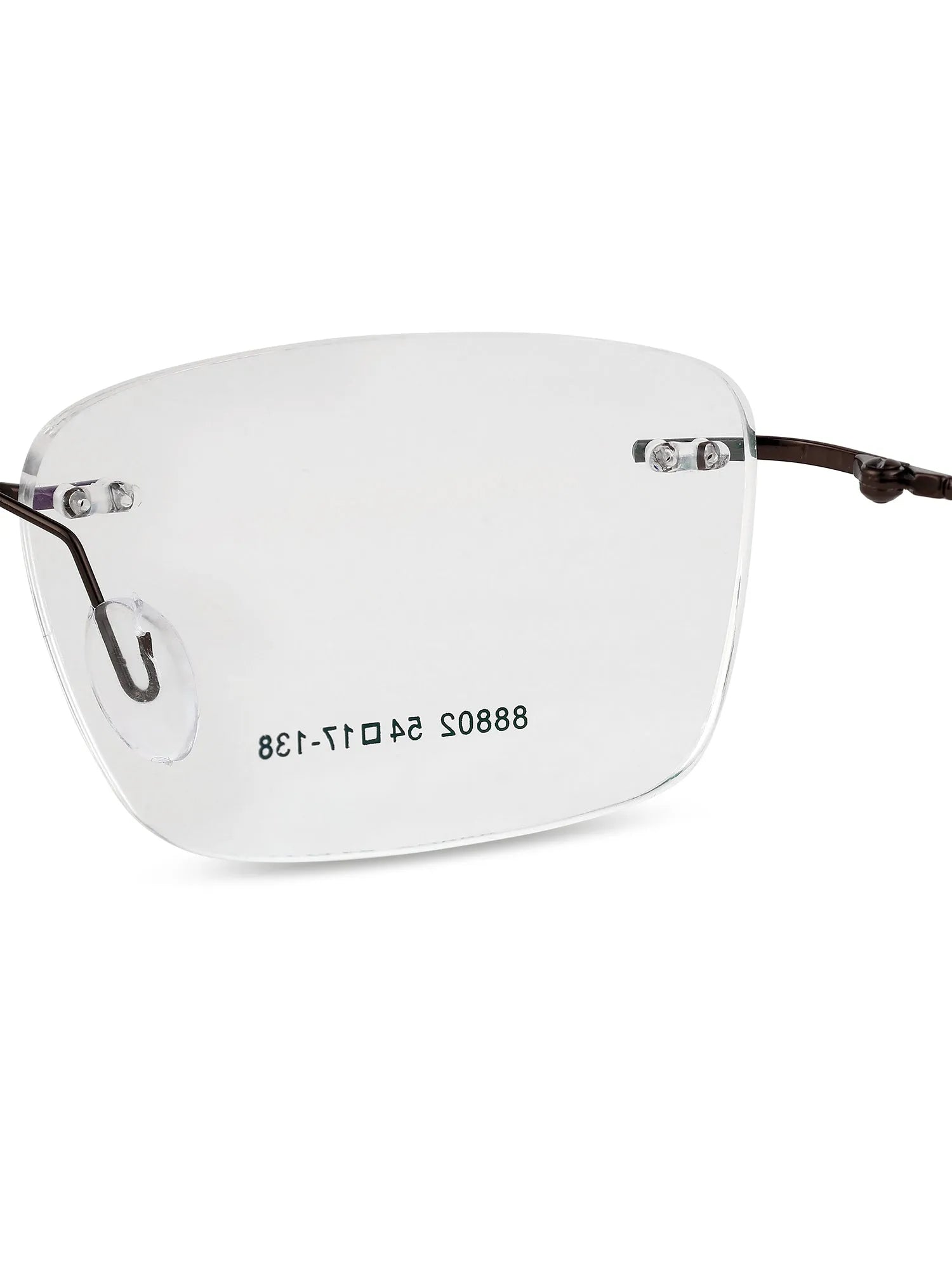 Thin Line | Brown Medium Rim Less Rectangle Eyeglasses for Unisex [Demo Lens]