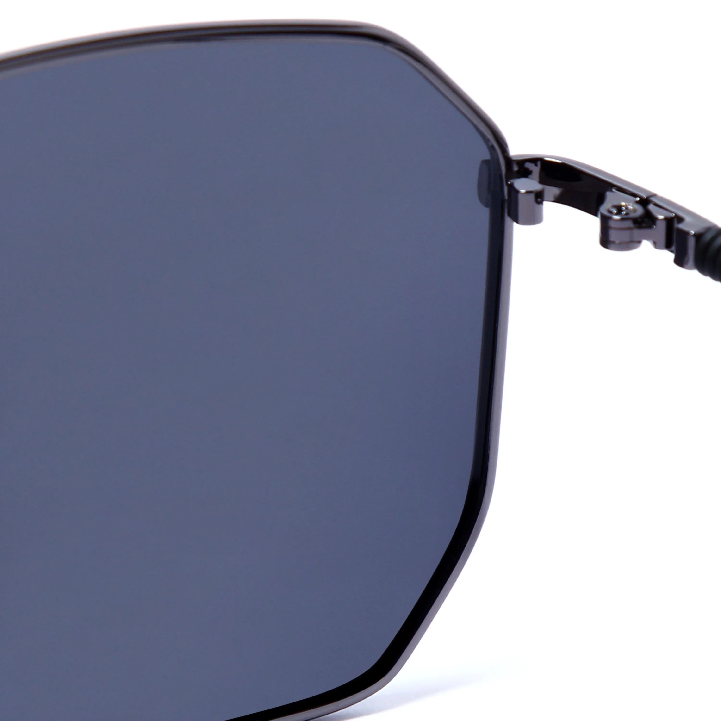 Lenis | Grey Large Full Rim Haxagonal Sunglasses for Men & Women [Polarized]