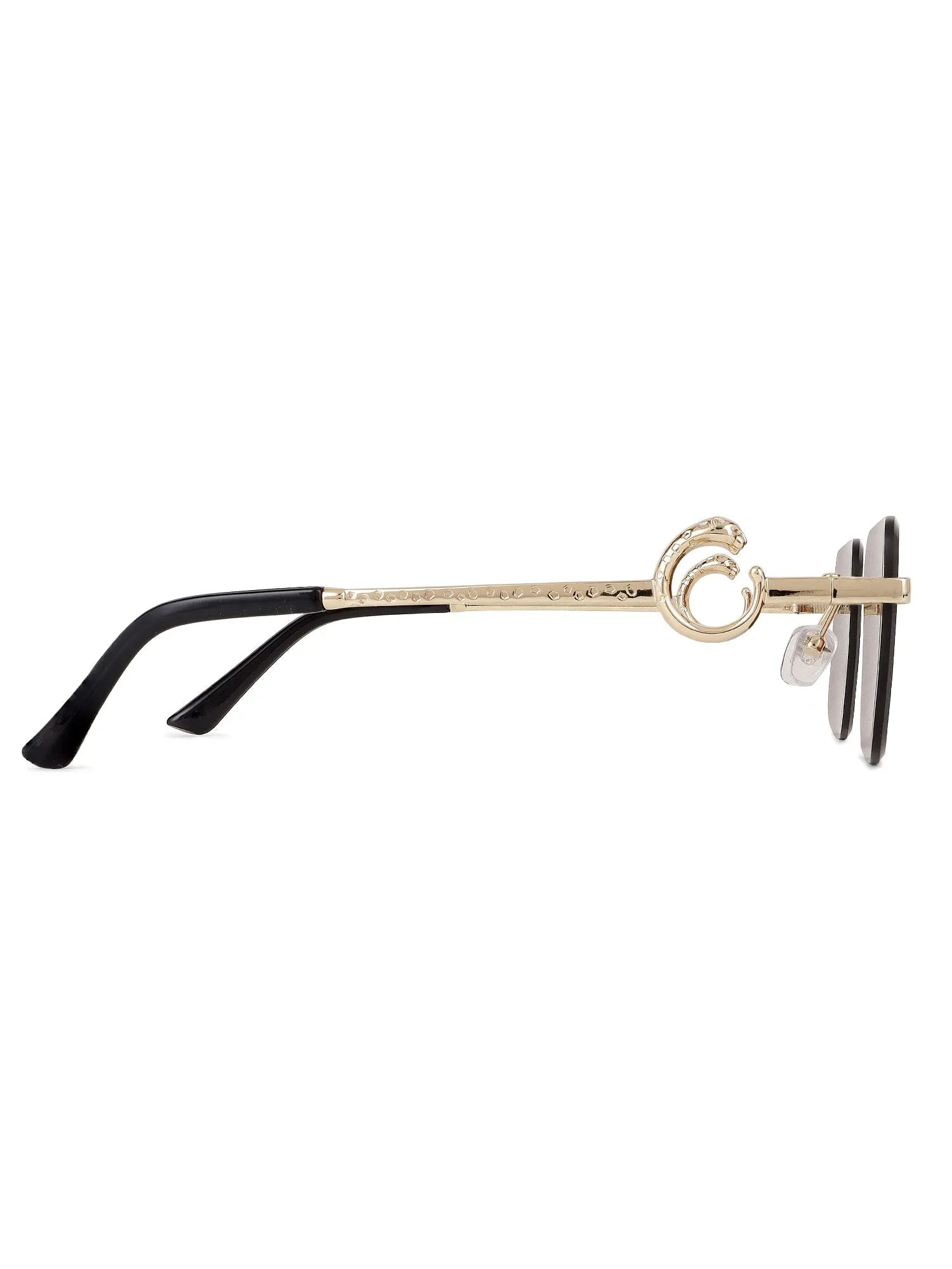 Phantoria | Brown Small Rim Less Rectangle Sunglasses for Men & Women [UV-protected]