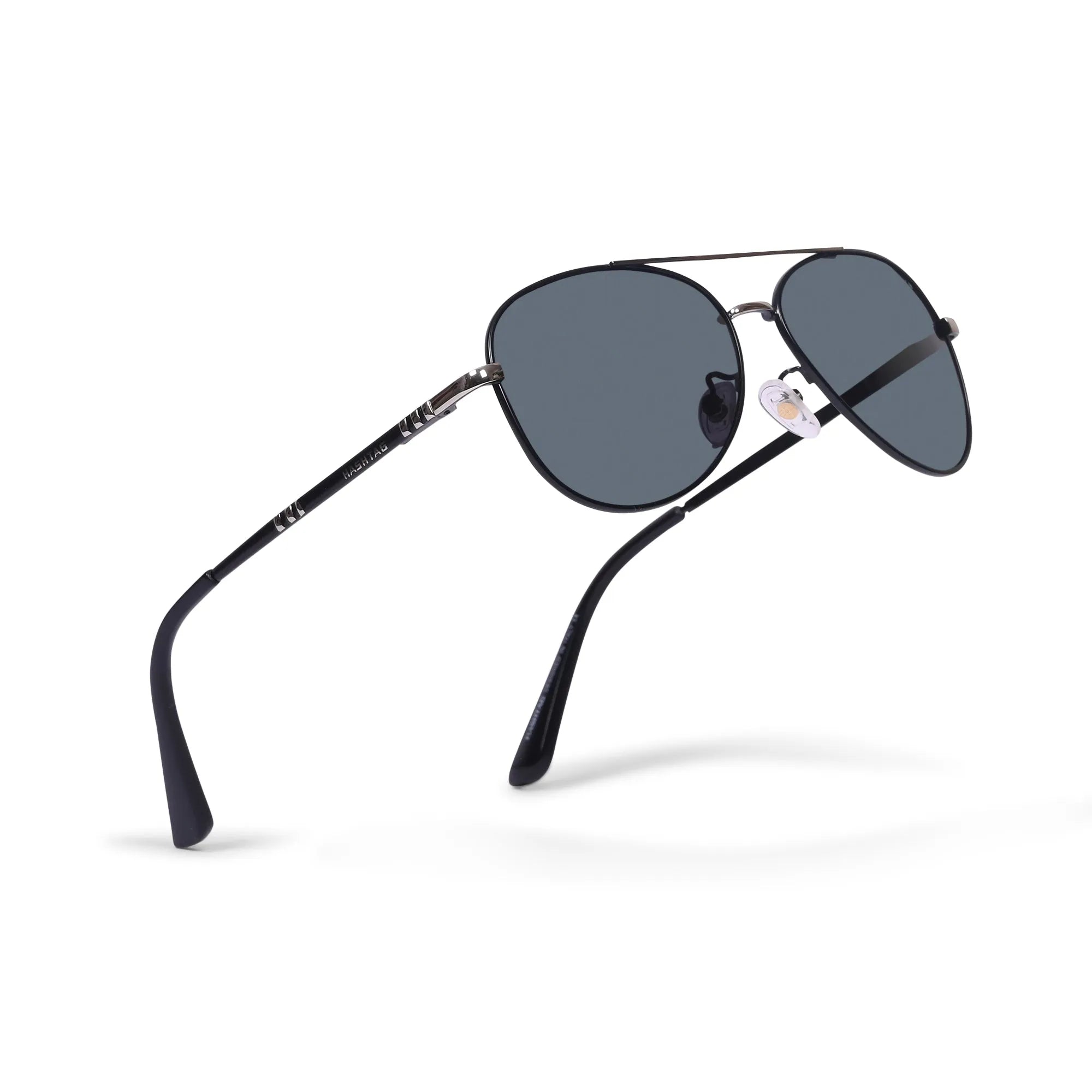 Tessera | Silver & Black Medium Full Rim Aviator Sunglasses for Men & Women [Polarized]