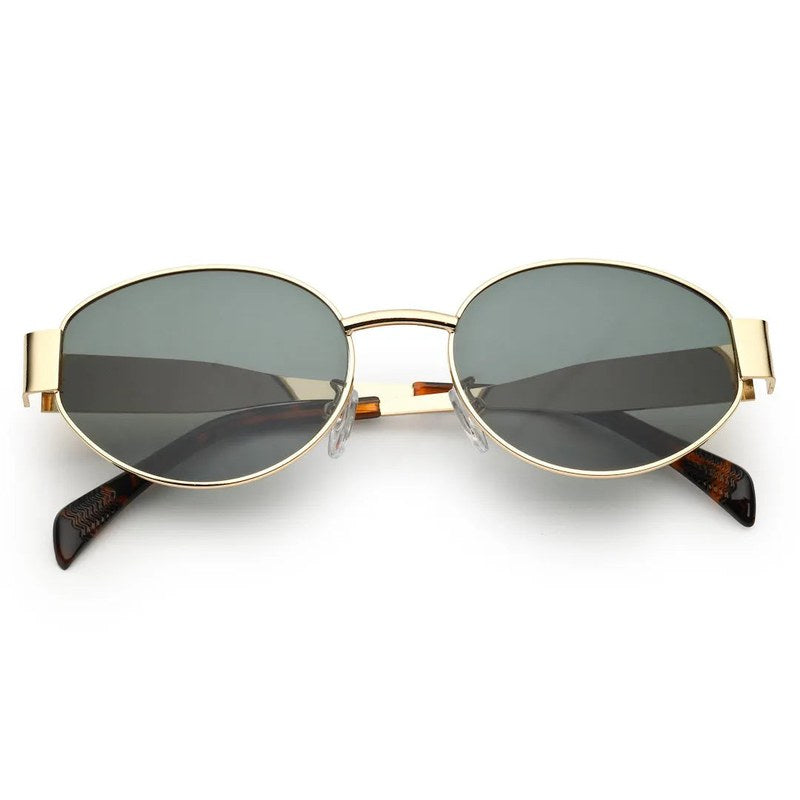 Ivory | Green Medium Full Rim Oval Sunglasses for Women [UV-protected]