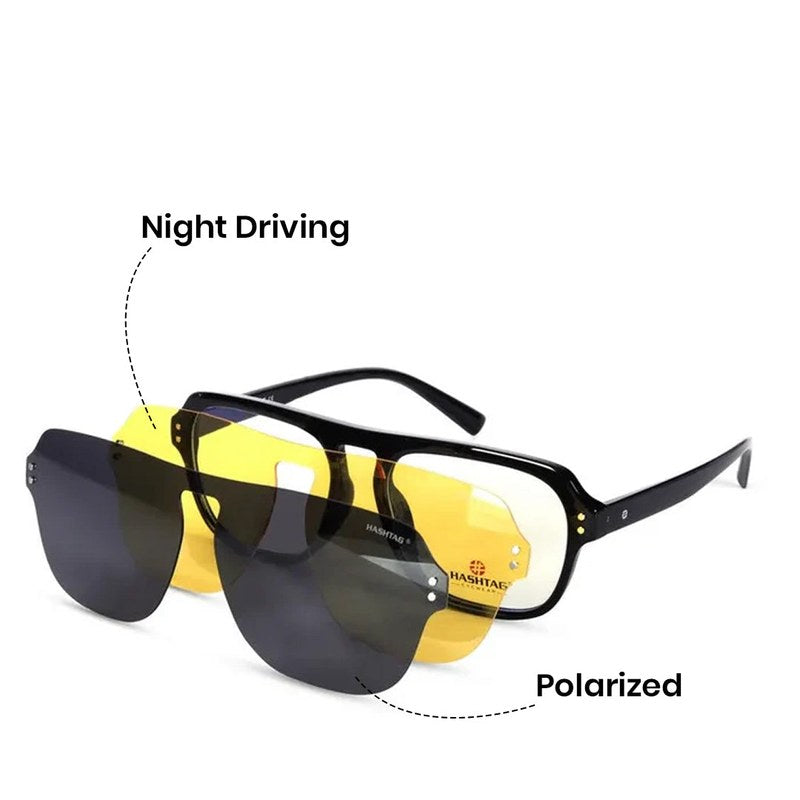 Ember | Black Medium Full Rim Square Clip-on for Men & Women [Clip-on]