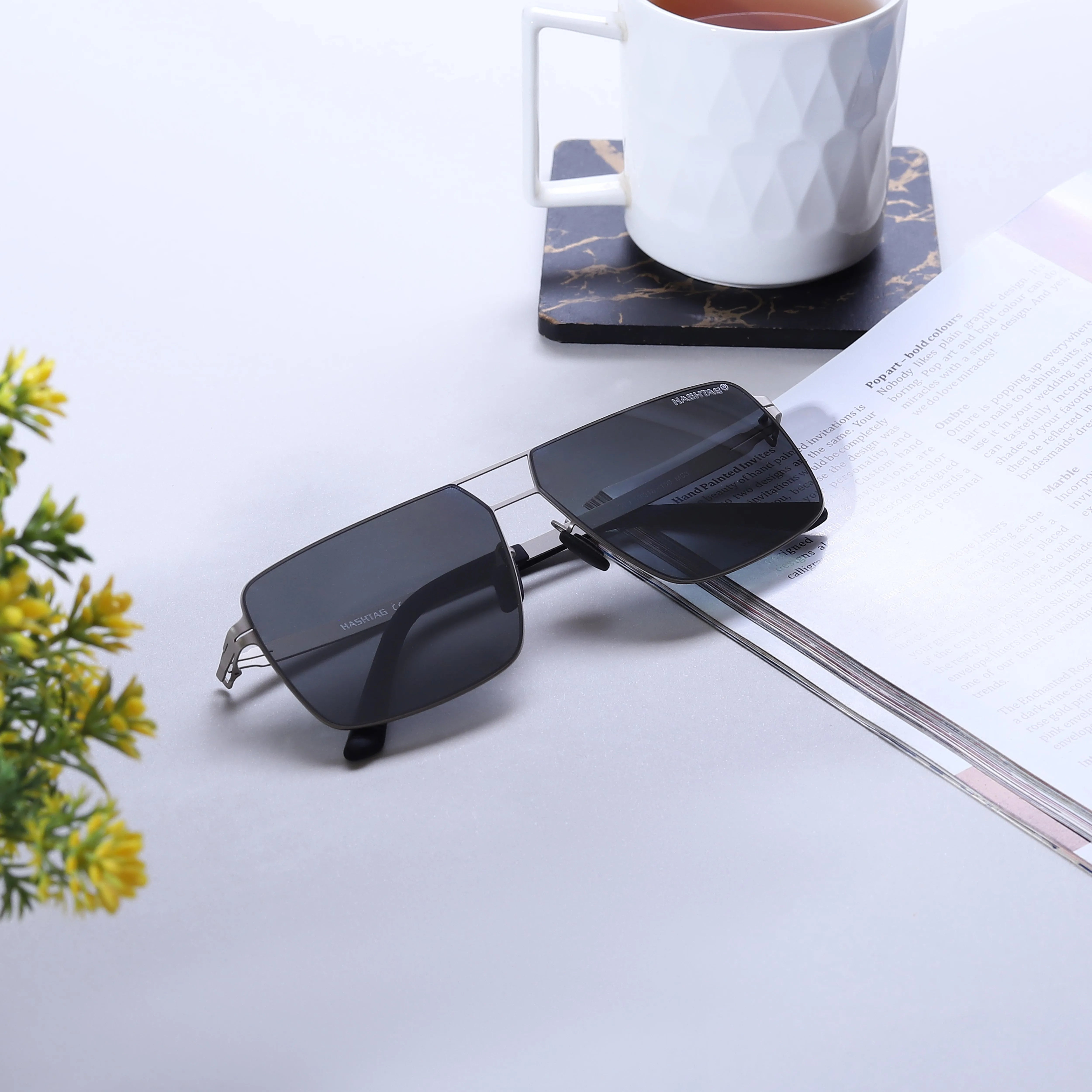 Starion | Grey Medium Full Rim Rectangle Sunglasses for Men [Polarized]