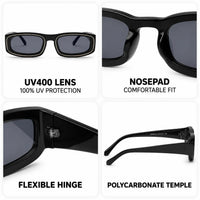 Crystix | Blue Small Full Rim Rectangle Sunglasses for Men & Women [UV-protected]