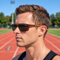 H2R | Brown Medium Full Rim Rectangle Sports Sunglasses for Men & Women [Polarized]