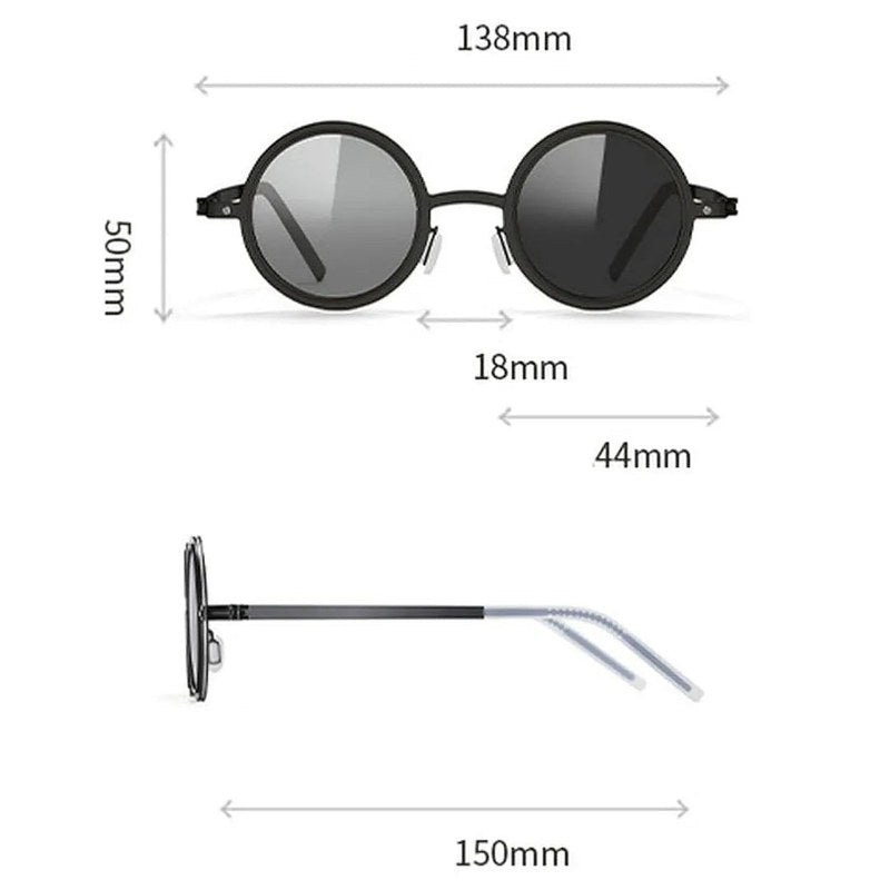 Tint | Black Medium Full Rim Round Sunglasses for Men & Women [Tint Adjustable]