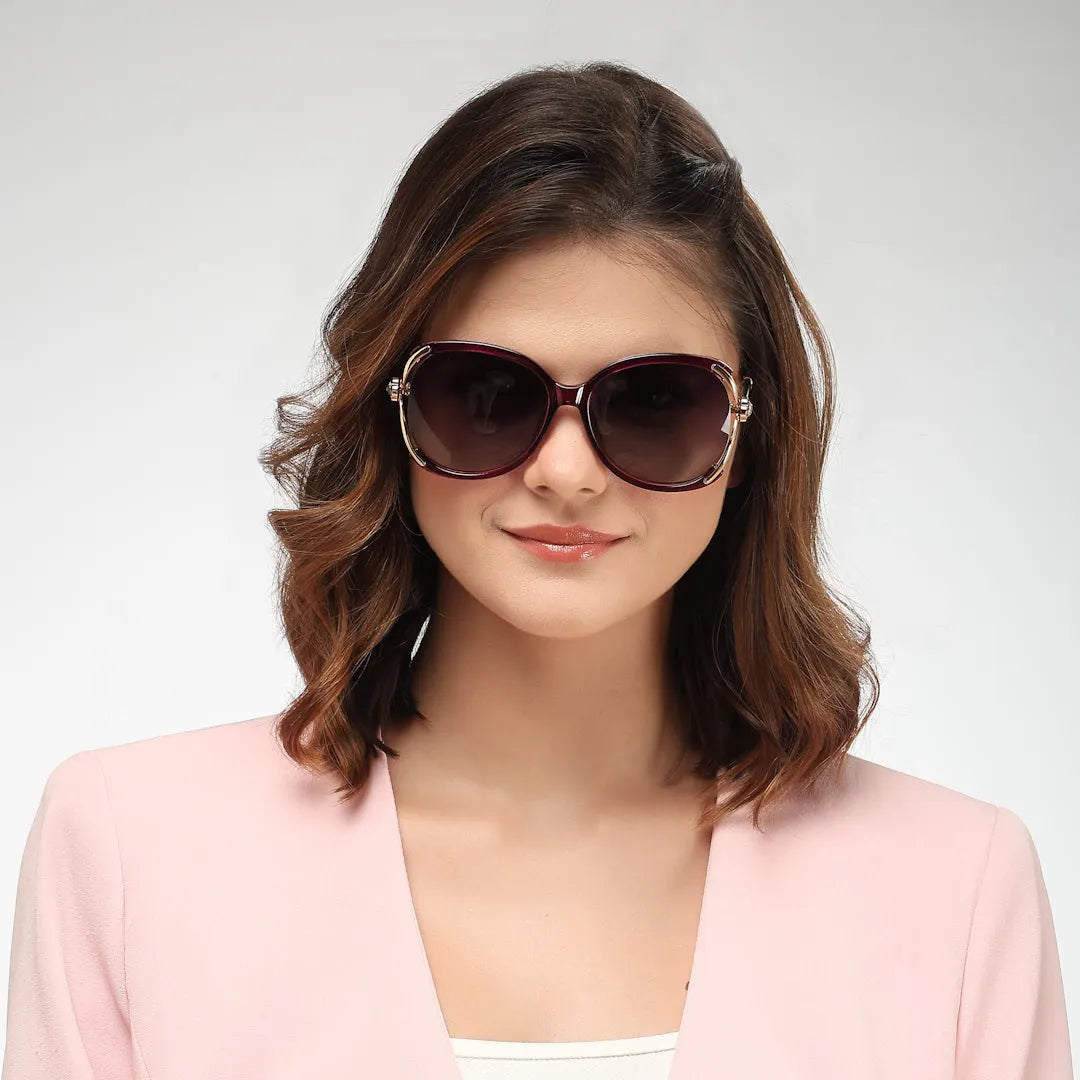Saffron | Purple Large Full Rim Oval Sunglasses for Women [Polarized]