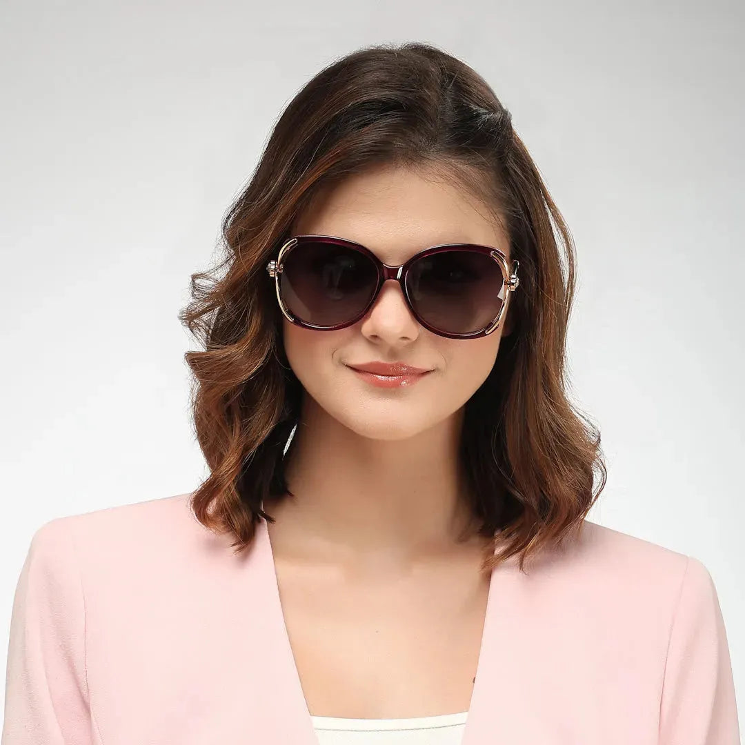Saffron | Purple Large Full Rim Oval Sunglasses for Women [Polarized]