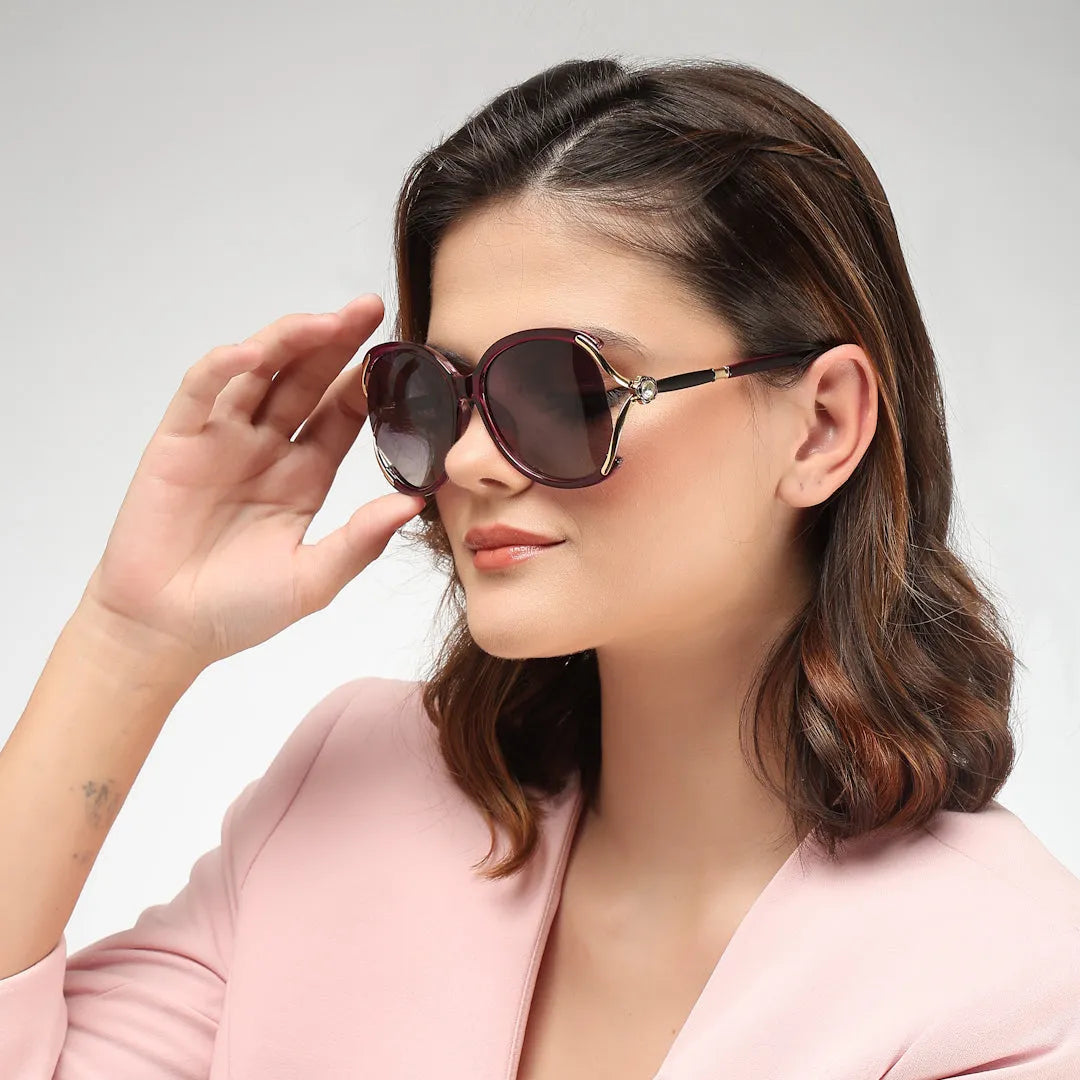 Saffron | Purple Large Full Rim Oval Sunglasses for Women [Polarized]