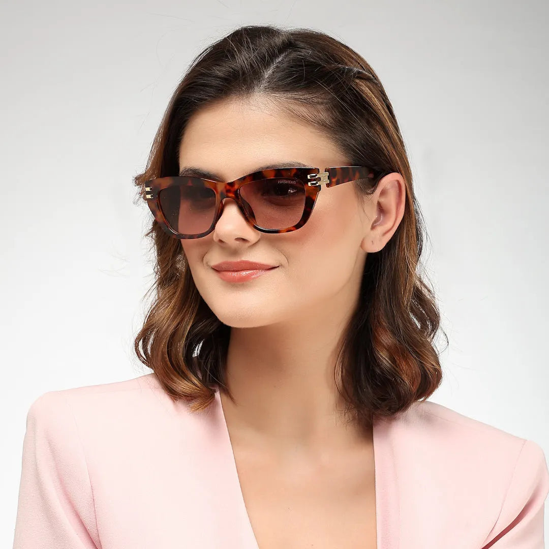 Lucid | Havana and Golden Large Full Rim Square Sunglasses for Women [UV-protected]
