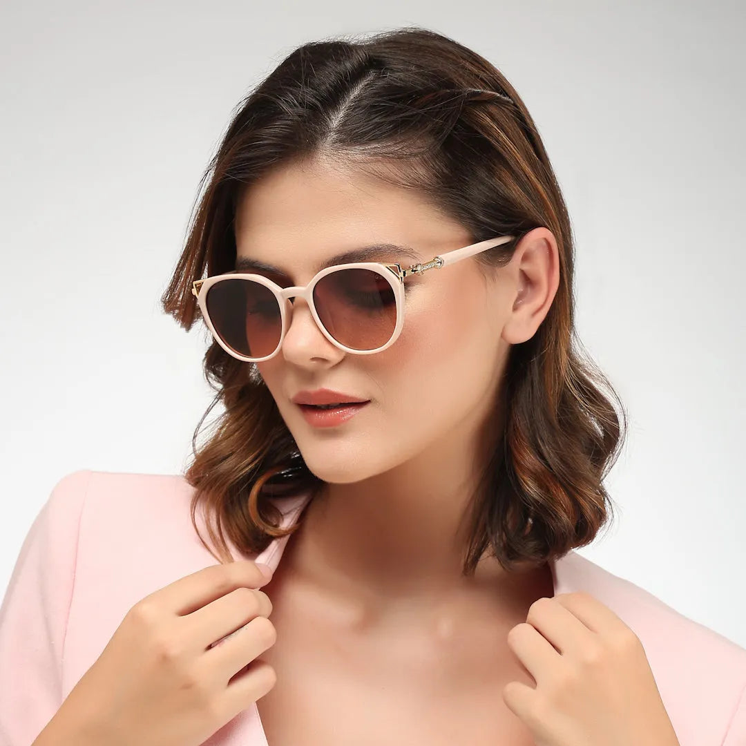 Vortex | Rosy Brown Small Full Rim Round Sunglasses for Women [UV-protected]
