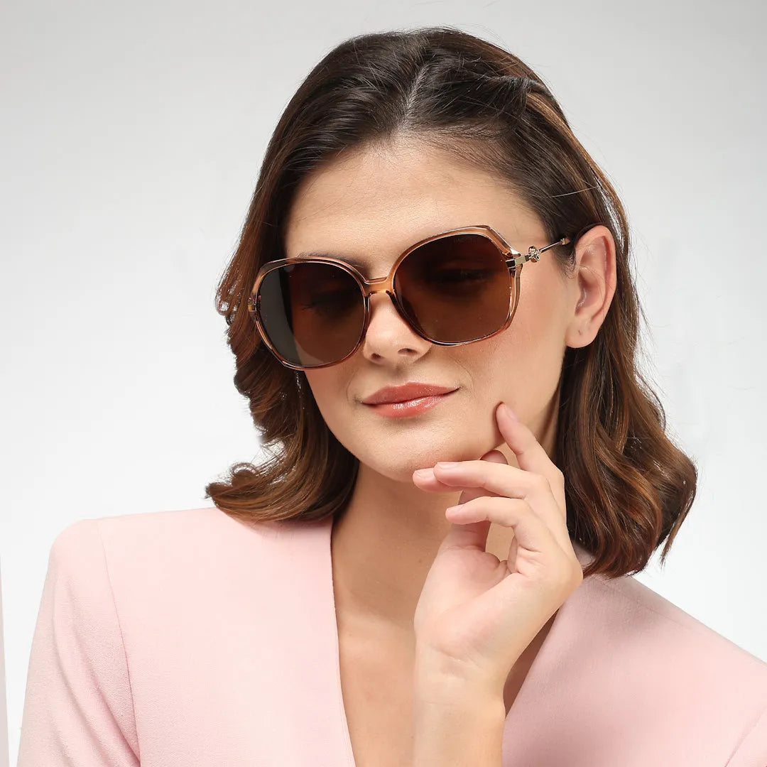 Gaelion | Gradient Brown Large Full Rim Square Sunglasses for Women [Polarized]
