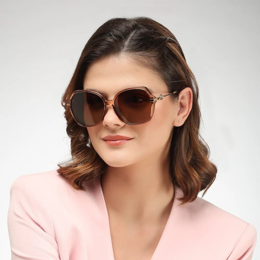 Gaelion | Gradient Brown Large Full Rim Square Sunglasses for Women [Polarized]