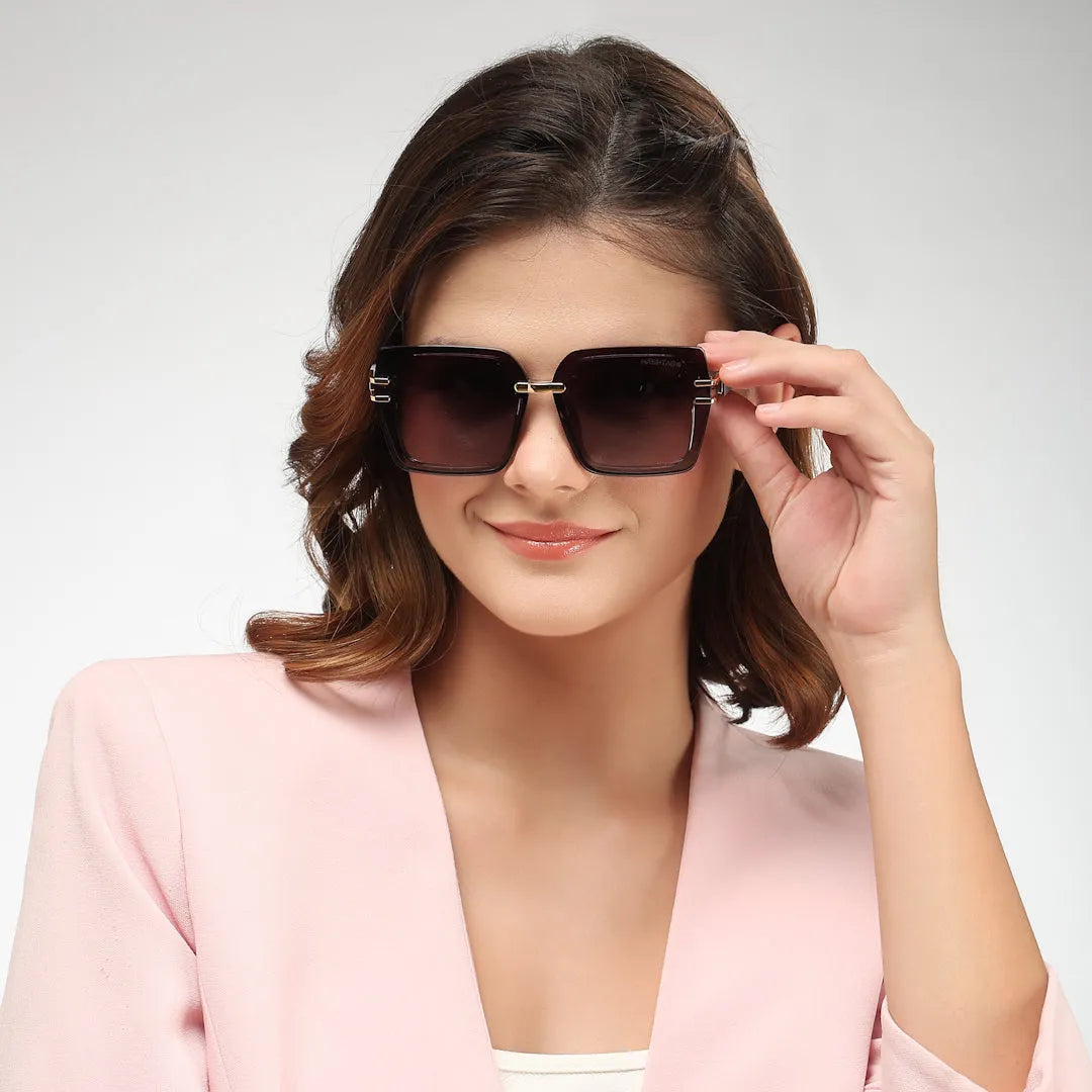 Valoria | Grey Large Full Rim Square Sunglasses for Women [UV-protected]