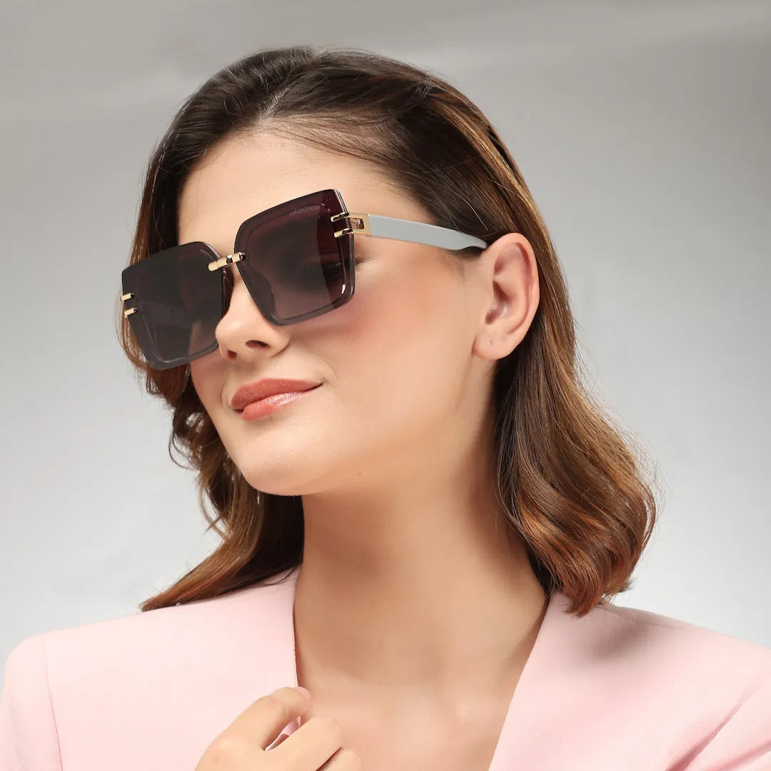 Valoria | Grey Large Full Rim Square Sunglasses for Women [UV-protected]