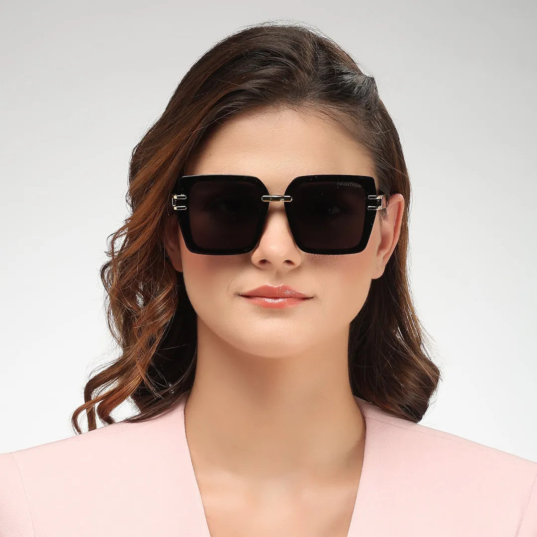 Valoria | Black Large Full Rim Square Sunglasses for Women [UV-protected]