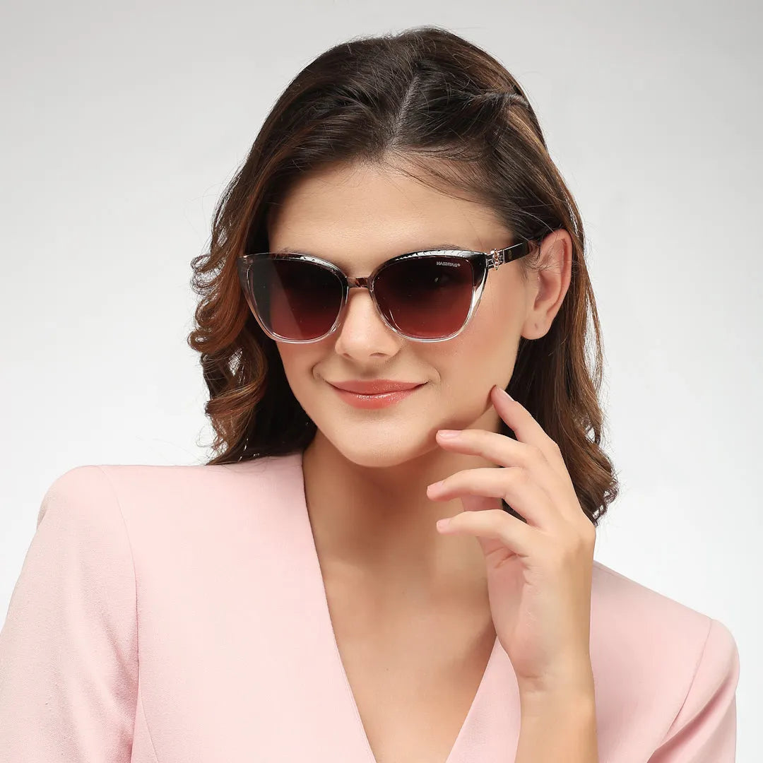 Cleanse | Gradient Brown Pink Medium Full Rim Cateye Sunglasses for Men & Women [UV-protected]