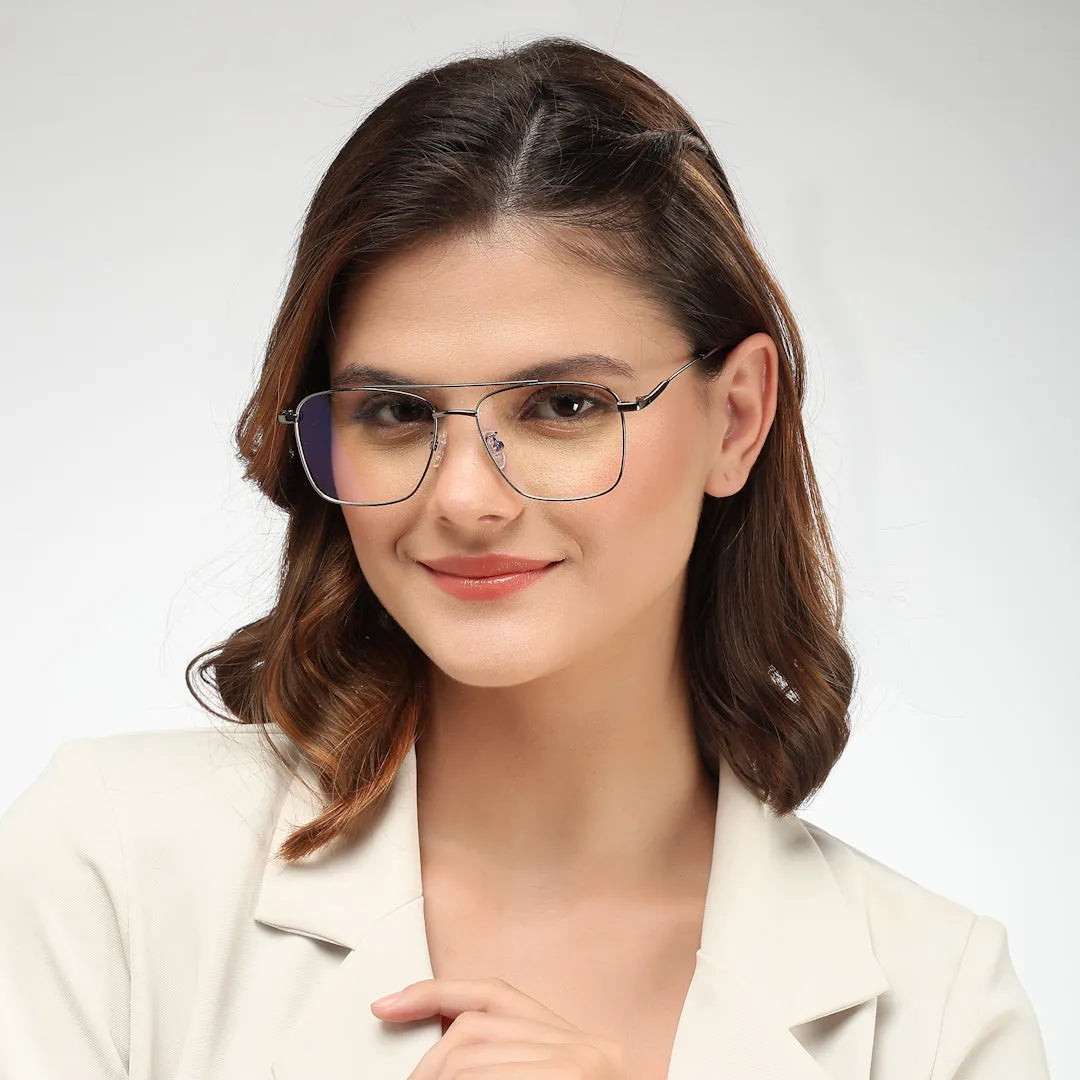 Nova | Grey Medium Full Rim Square Computer Glasses for Men & Women [Blue Block]